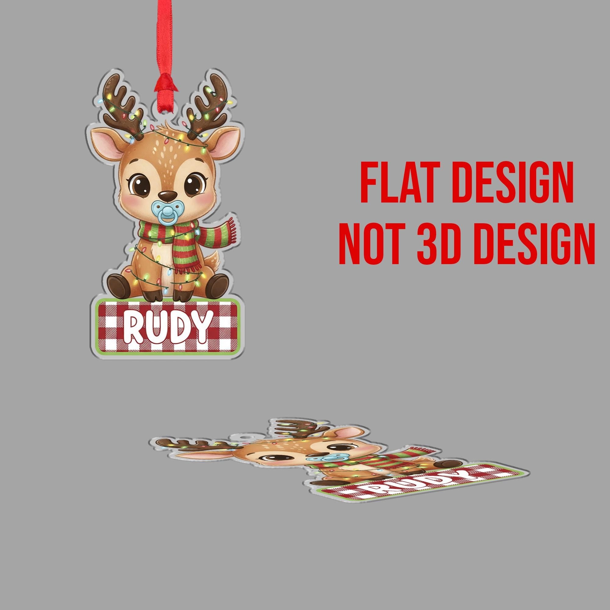 Personalized Baby Reindeer Ornament - Custom Name First Christmas Gift