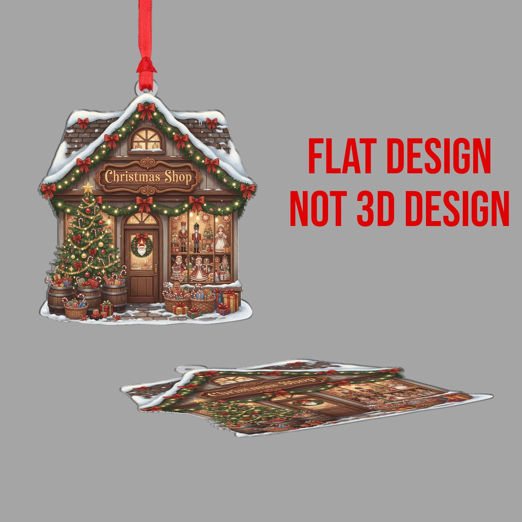 Custom Christmas Shop Ornament - Cozy Village Toy Store Holiday Keepsake Gift