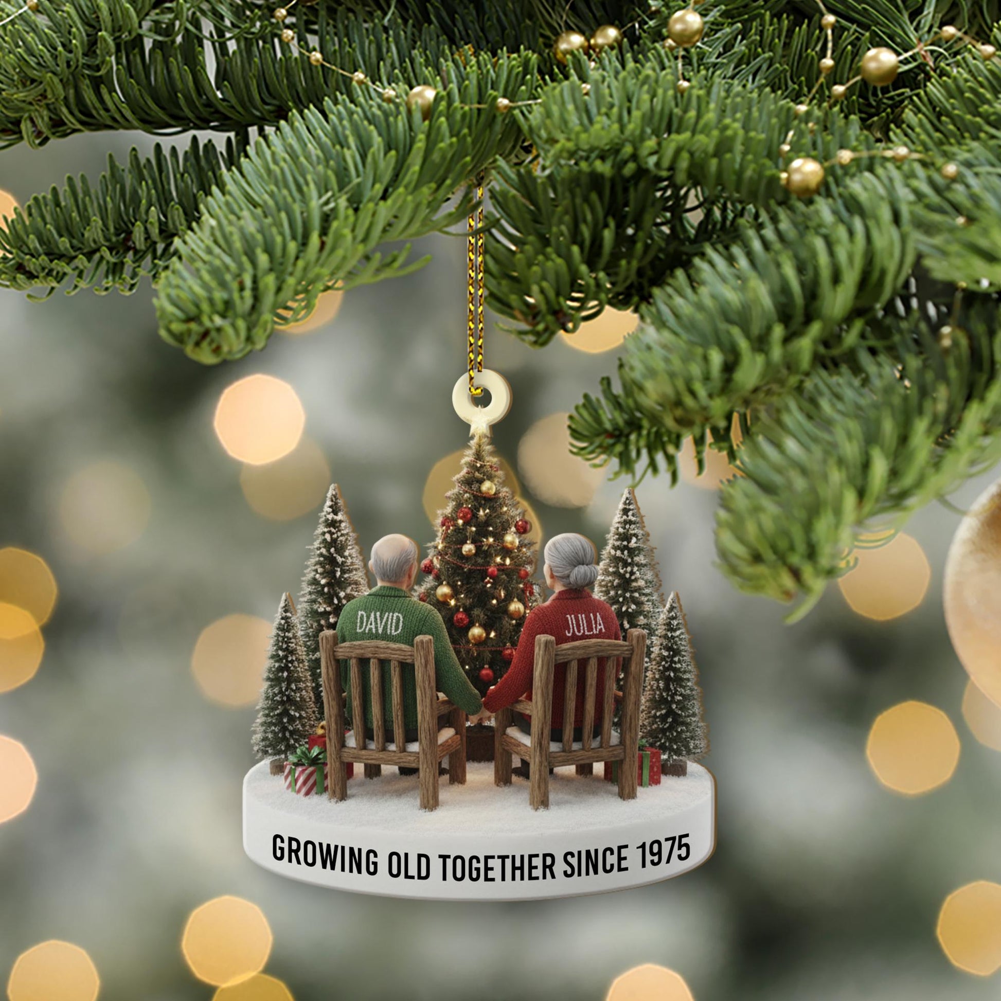 Personalized Couple Christmas Ornament – Holiday Decoration with Names and Year