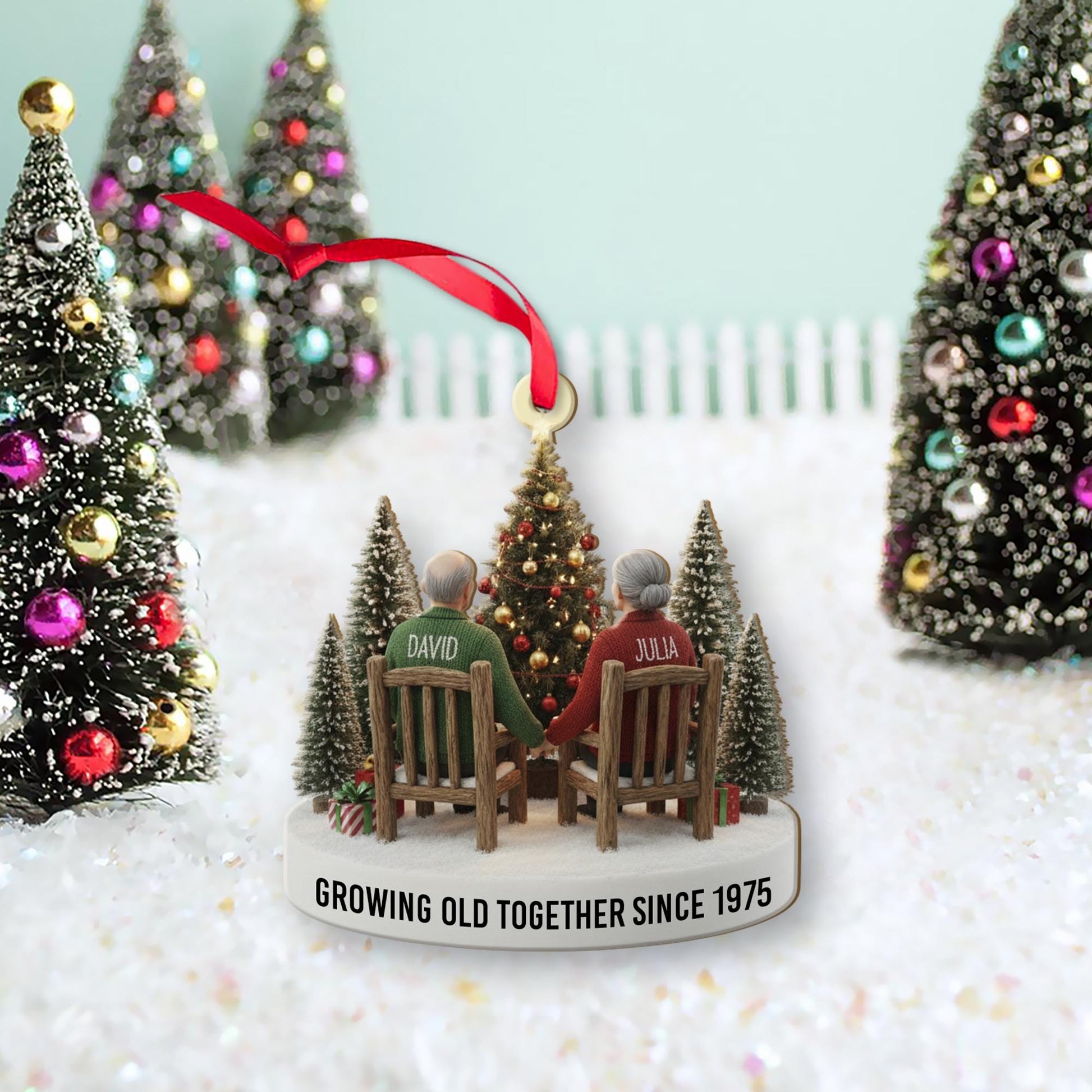 Personalized Couple Christmas Ornament – Holiday Decoration with Names and Year