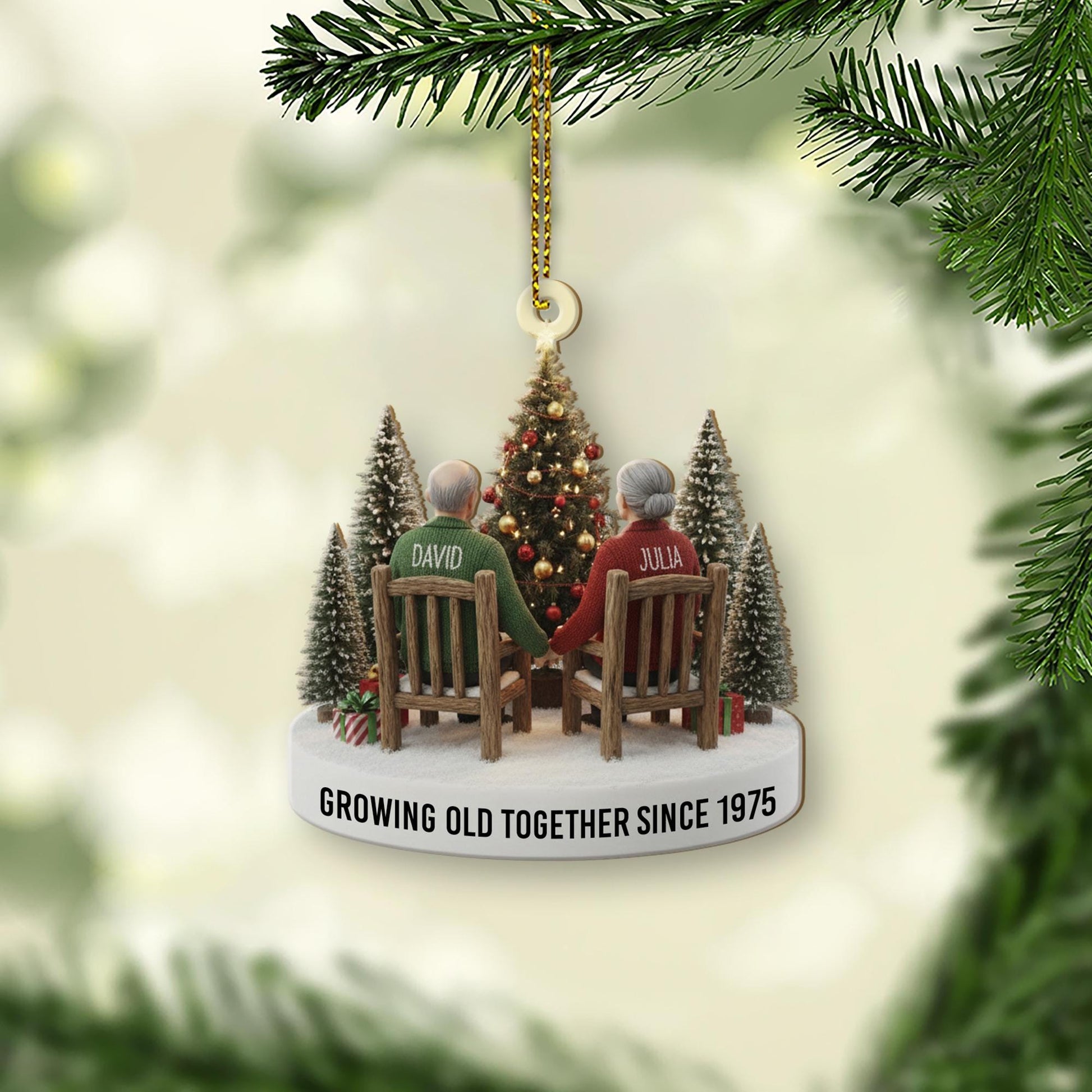 Personalized Couple Christmas Ornament – Holiday Decoration with Names and Year