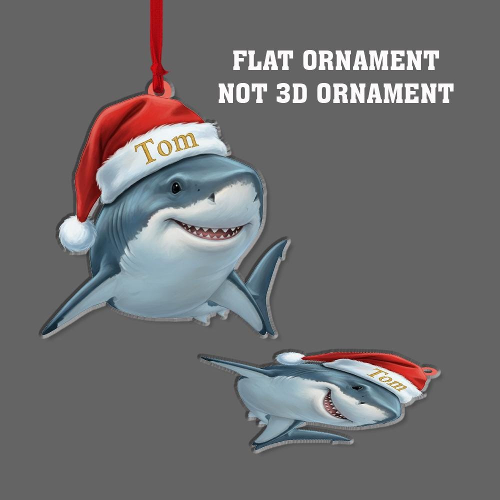 Personalized Shark Ornament – Acrylic Christmas Ornament with Name