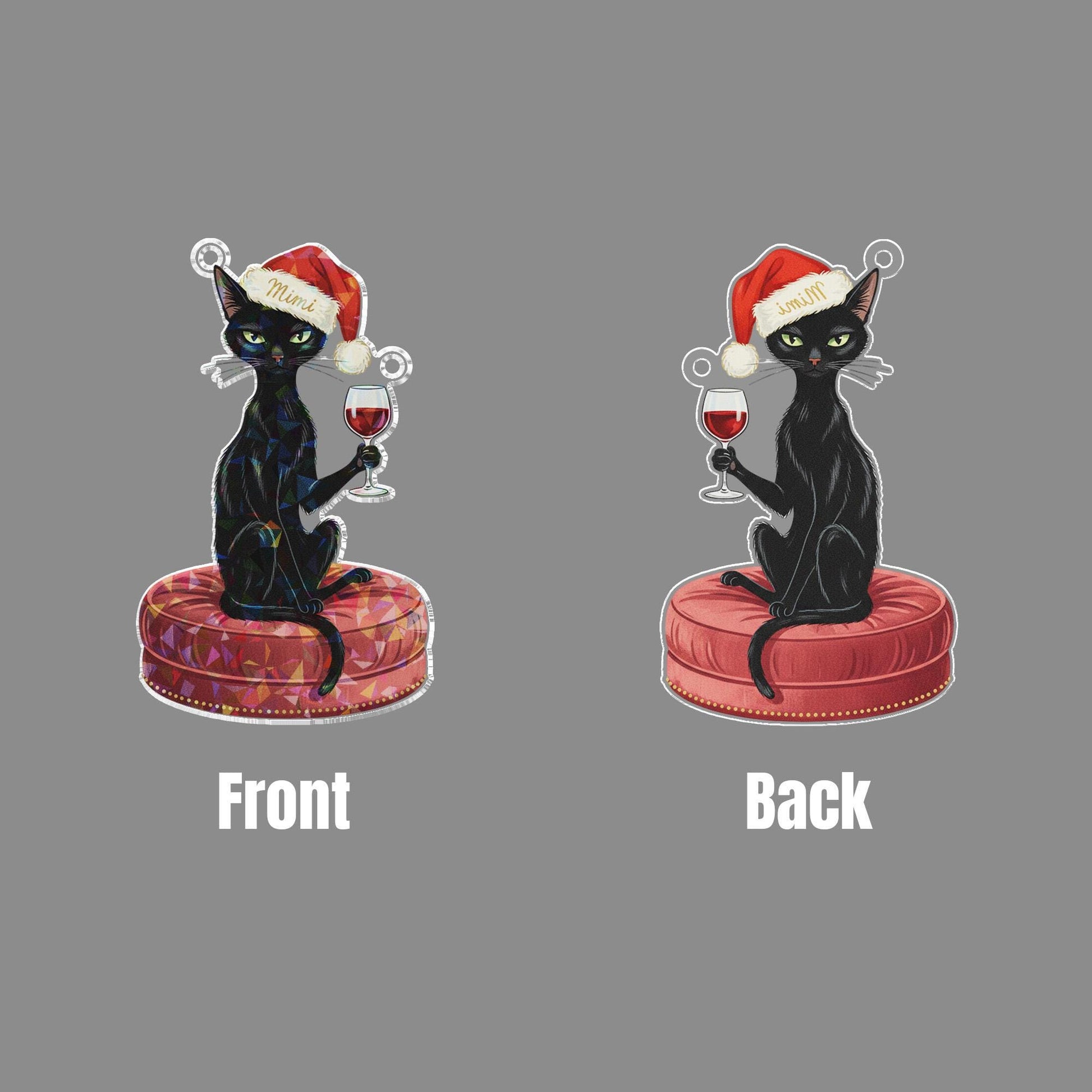 Custom Black Cat Acrylic Hologram Window Hanging: Shimmering Sun Catcher