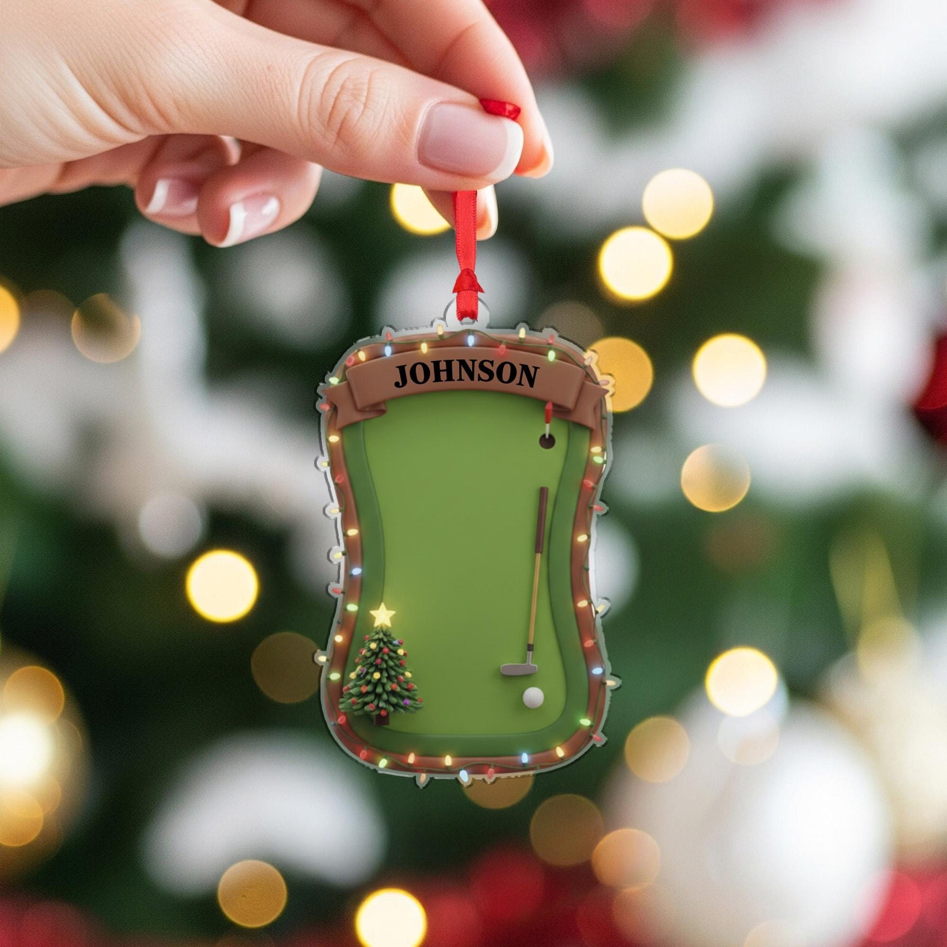 Personalized Golf Ornament, Custom Name Christmas Tree Gift for Golfer