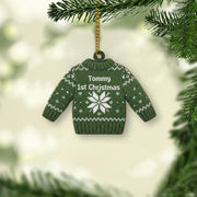 Personalized 1st Christmas Ornament - Baby Ugly Sweater Wood Keepsake