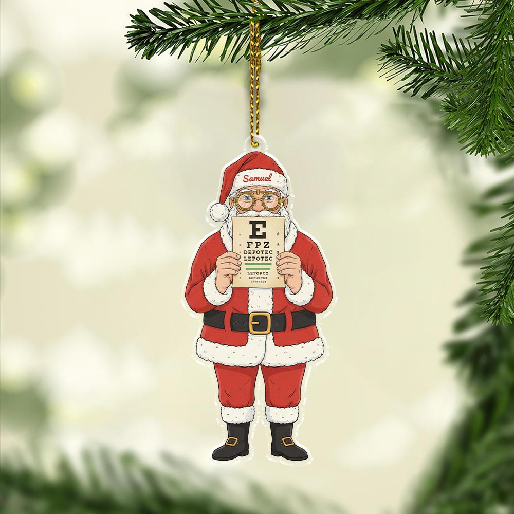 Personalized Santa Eye Chart Ornament 2025 – Custom Name Optometrist Christmas Decoration