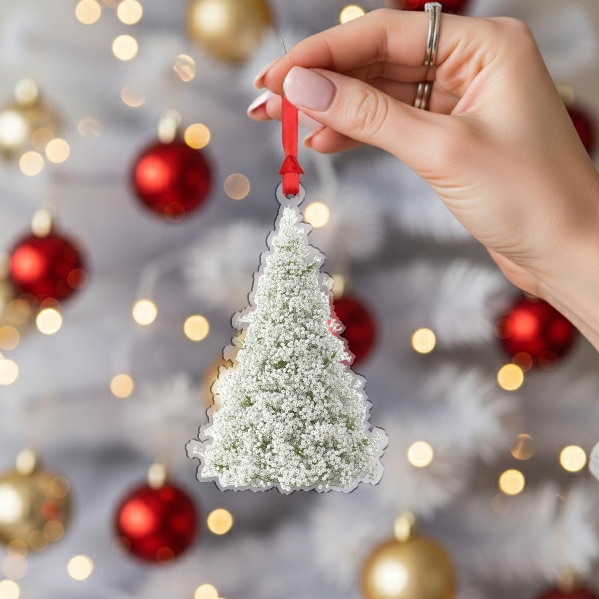 Baby’s Breath Christmas Ornament – Pressed Flower Tree Hanging Decoration