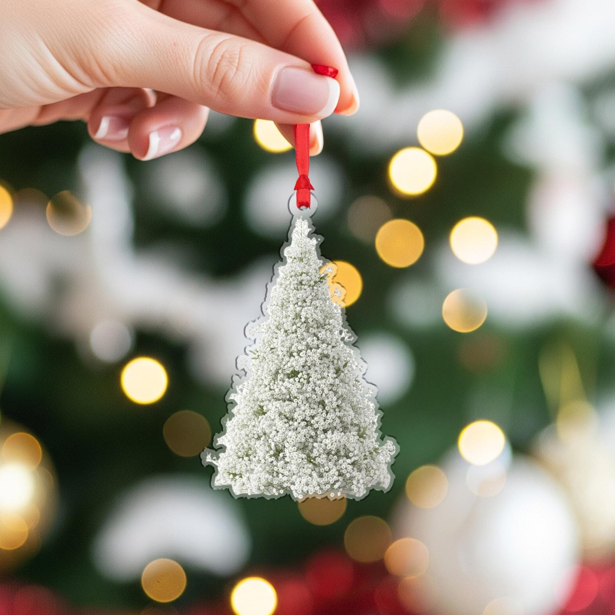 Baby’s Breath Christmas Ornament – Pressed Flower Tree Hanging Decoration