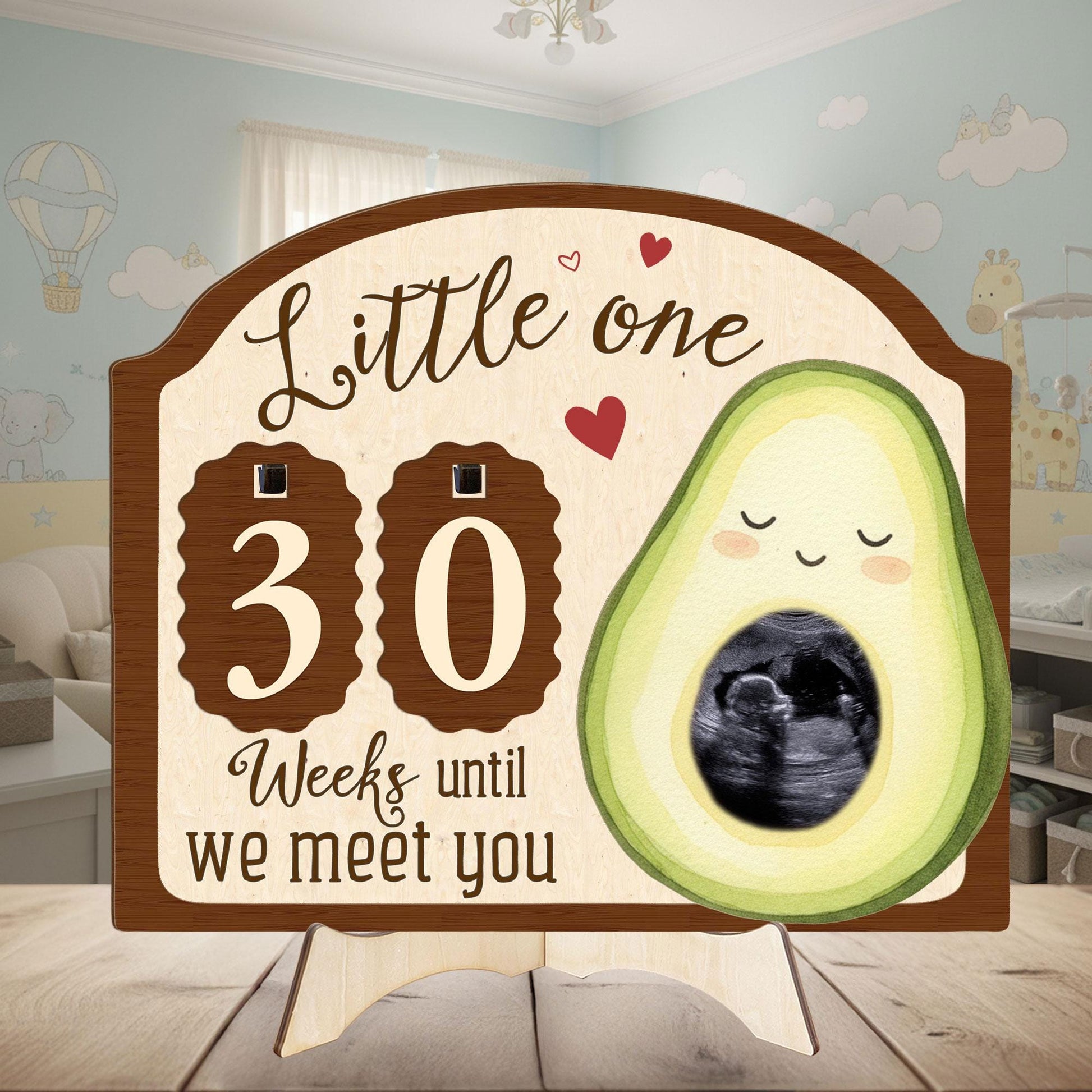 Custom Avocado Mom Sonogram Picture Frame: Ultrasound Photo with Baby Countdown Weeks image 3