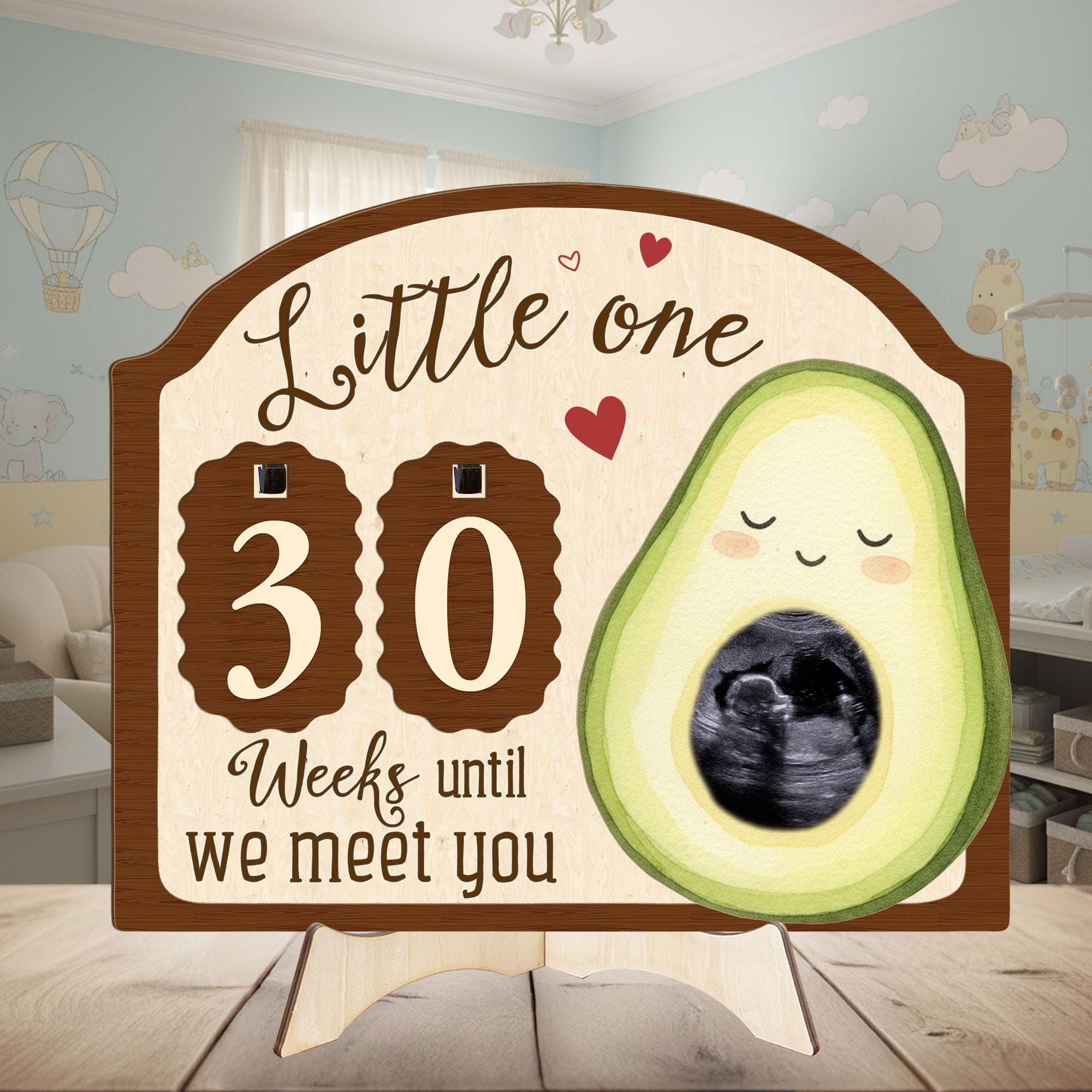 Custom Avocado Mom Sonogram Picture Frame: Ultrasound Photo with Baby Countdown Weeks image 3