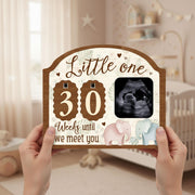 Custom Elephant Family Sonogram Picture Frame: Ultrasound Photo with Baby Countdown Weeks image 1