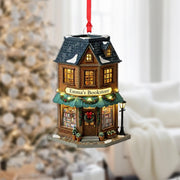 Personalized Cozy Bookstore Ornament: Custom Name Book Shop Christmas Tree Decoration image 1
