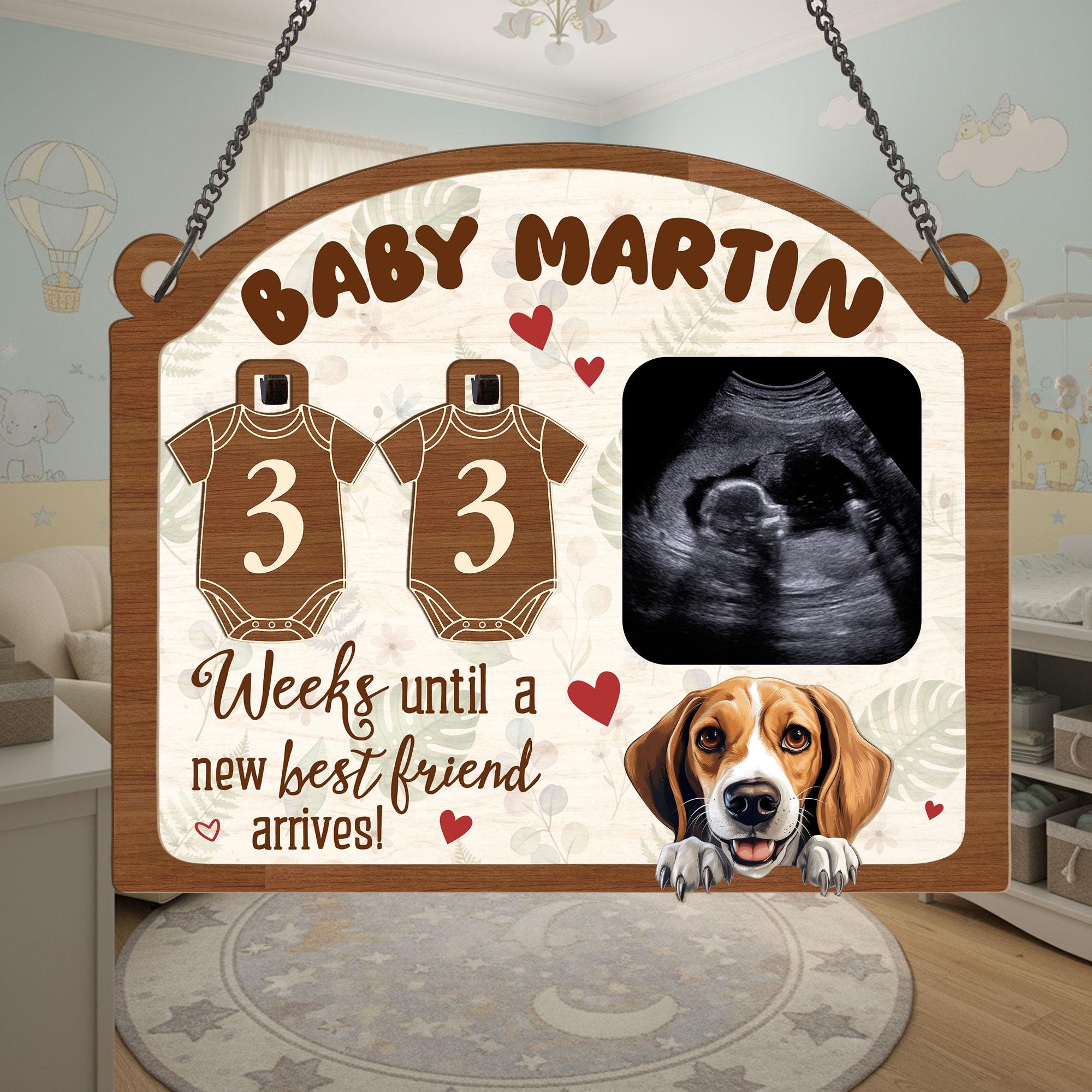 Custom Sonogram Picture Frame: Pet Dog & Baby Announcement image 4