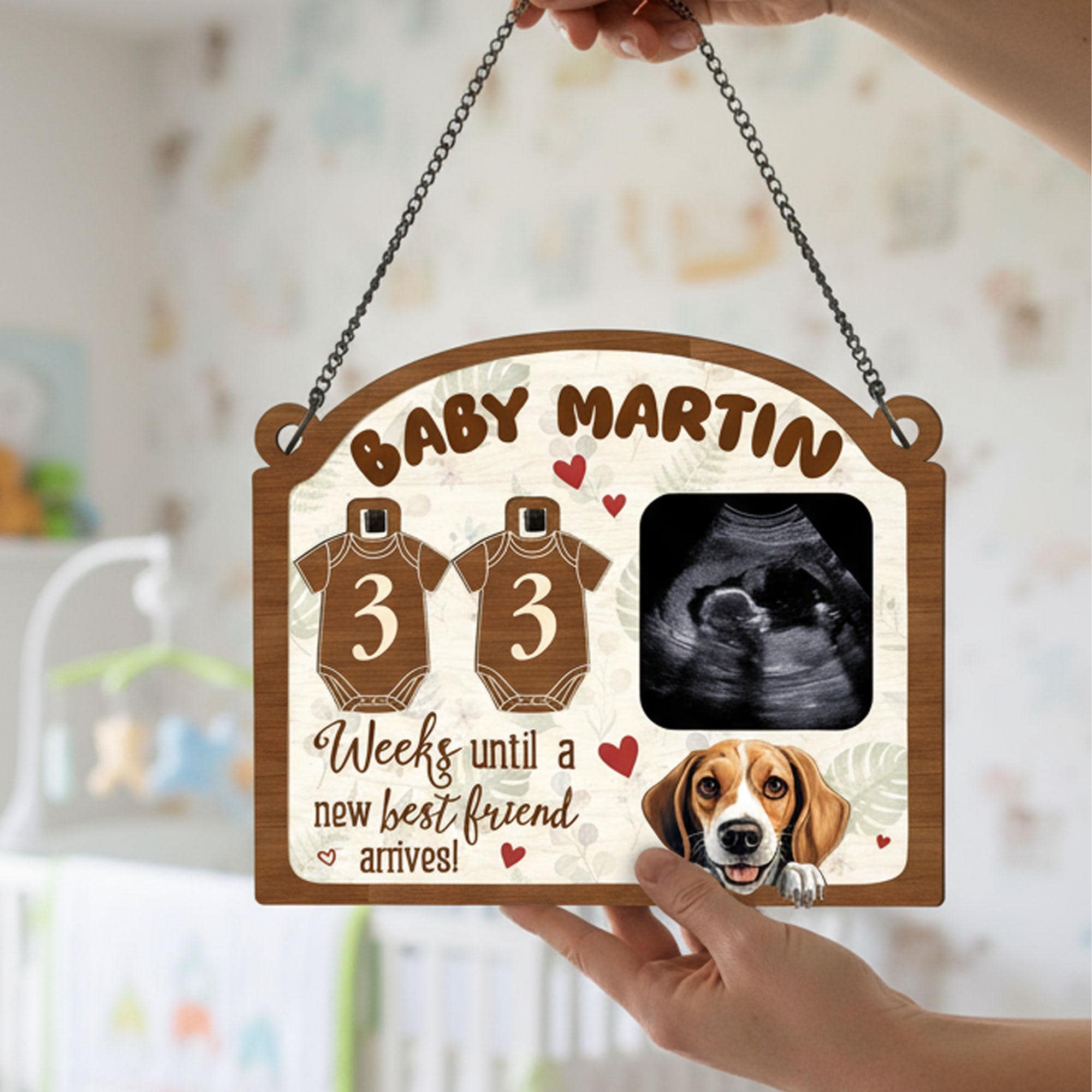 Custom Sonogram Picture Frame: Pet Dog & Baby Announcement image 5