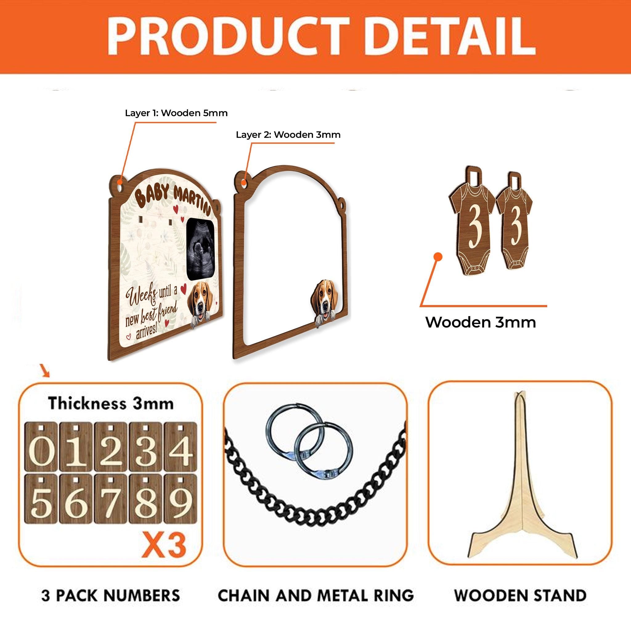 Custom Sonogram Picture Frame: Pet Dog & Baby Announcement image 7