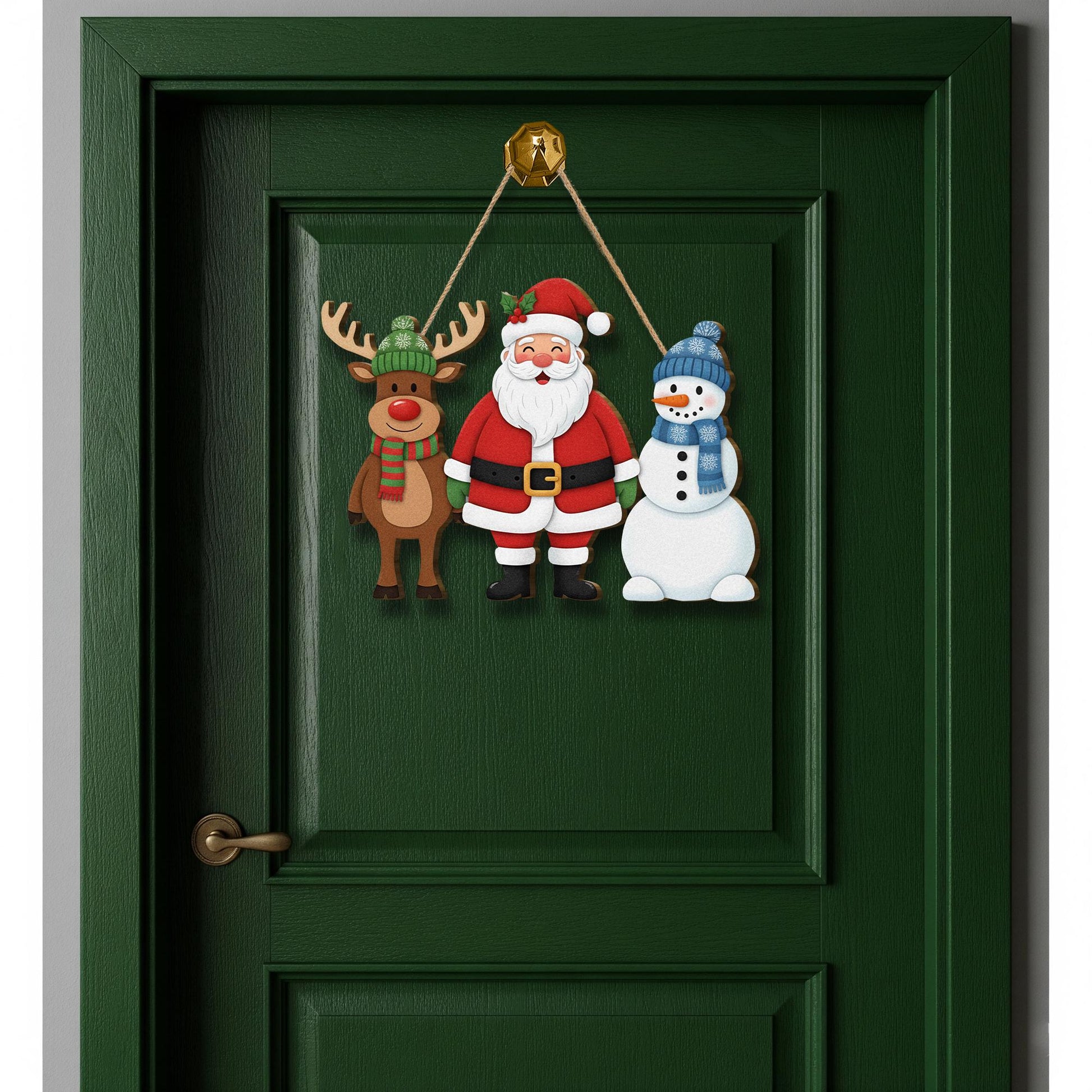 Christmas door sign – Santa Reindeer Snowman Welcome Sign