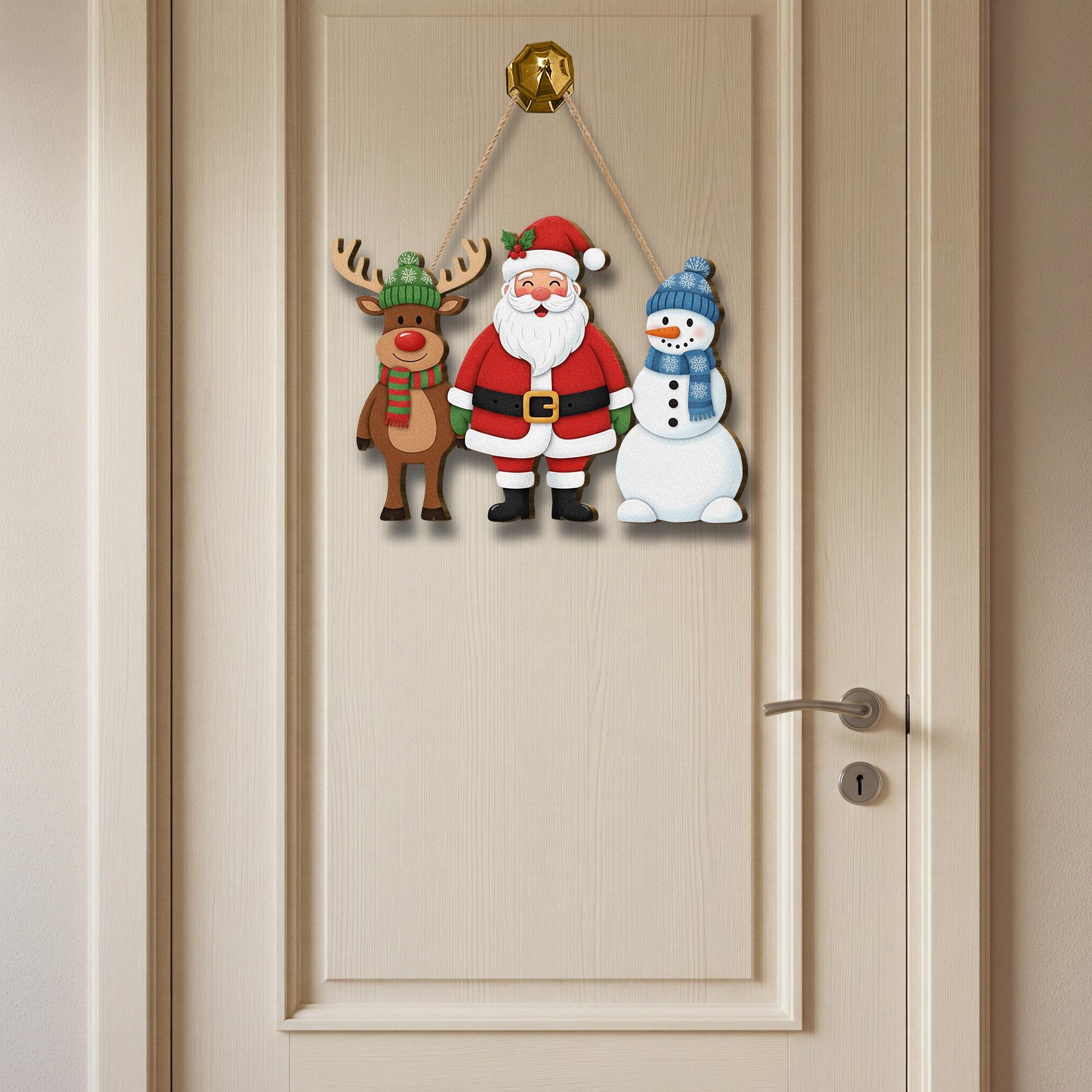 Christmas door sign – Santa Reindeer Snowman Welcome Sign
