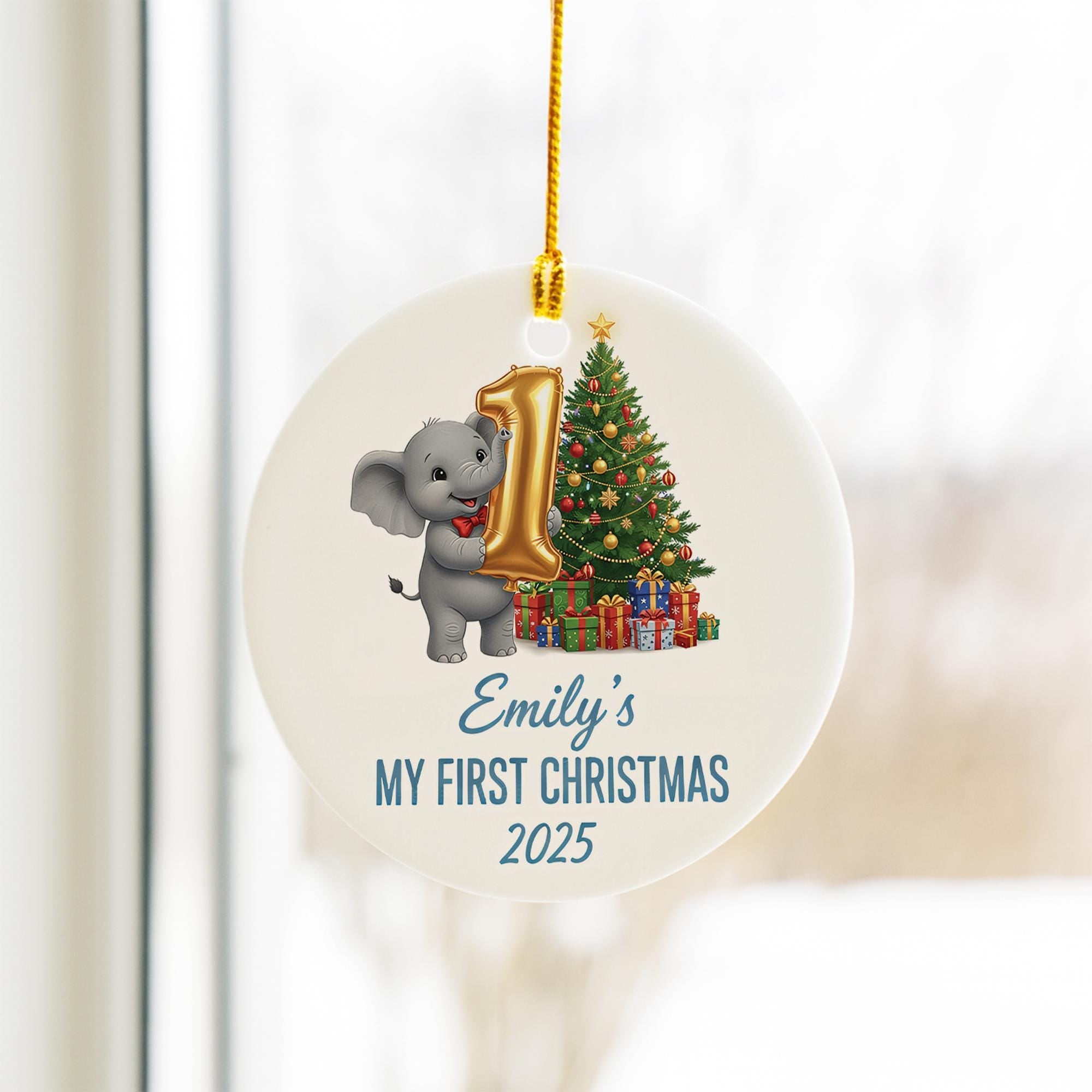 Personalized Baby's First Christmas Ornament: Elephant Keepsake Decoration image 7