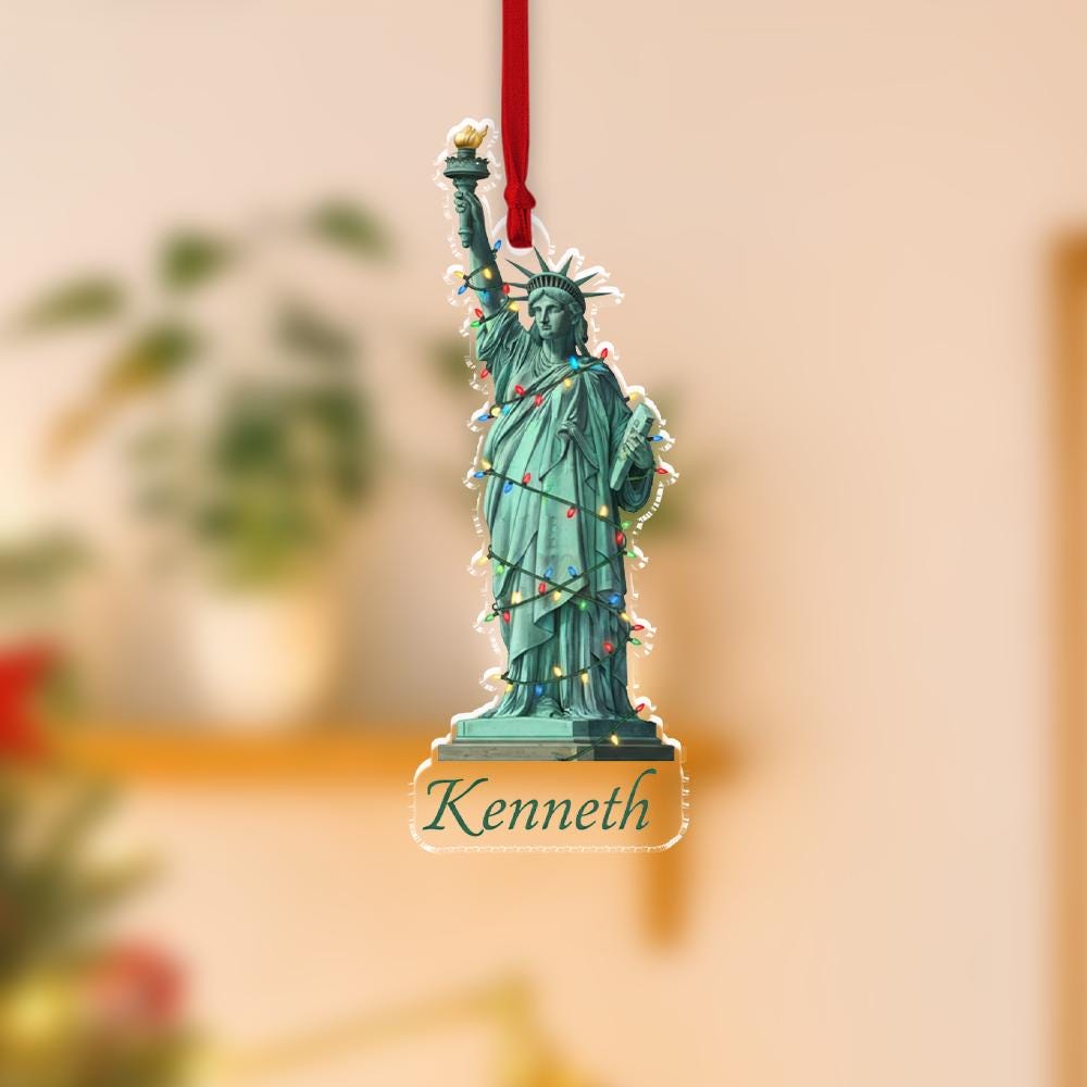 Personalized Statue of Liberty Ornament – Custom Name Holiday Decoration, New York City Christmas Ornament
