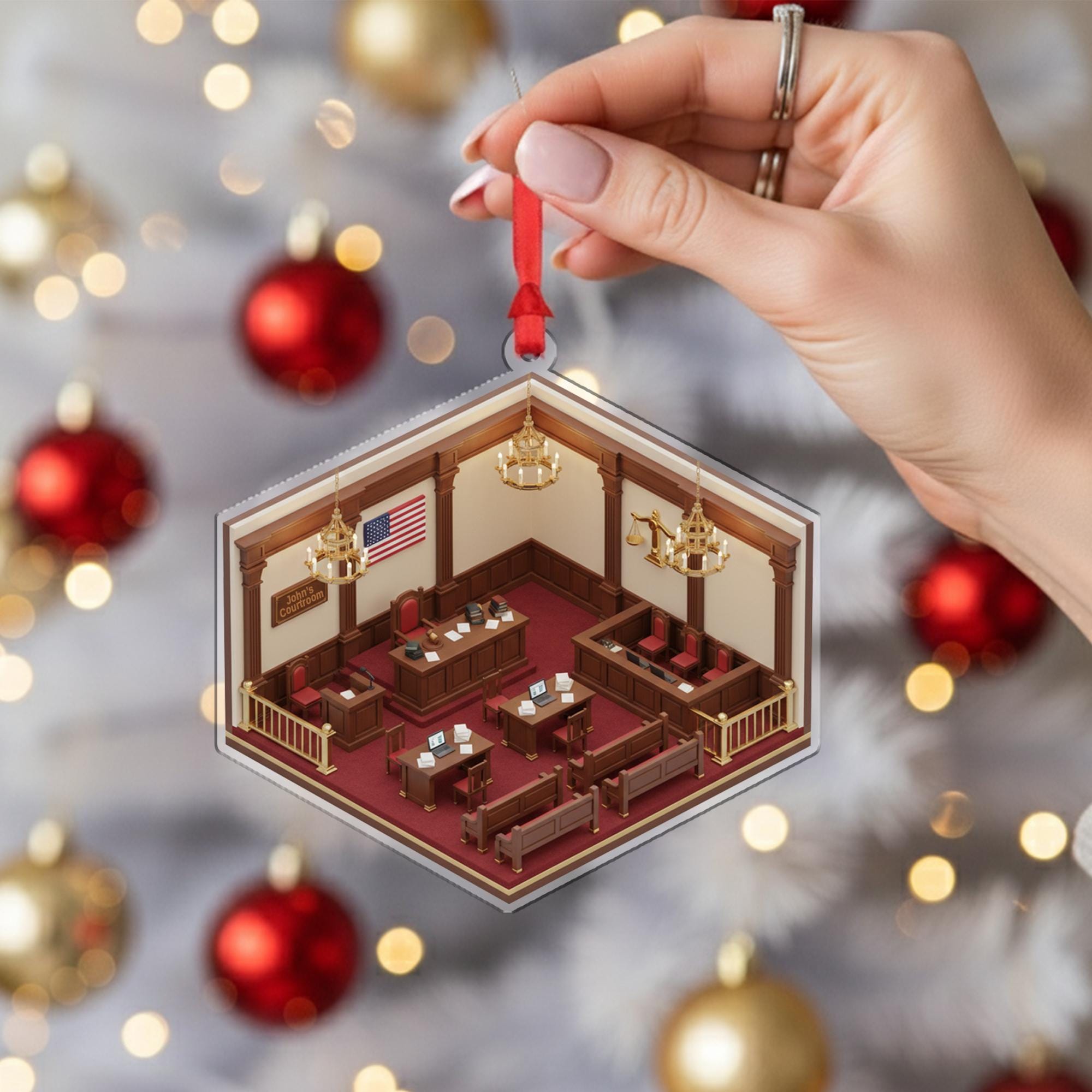 Personalized Courtroom Ornament - Lawyer & Judge Gift, Attorney Graduation Keepsake