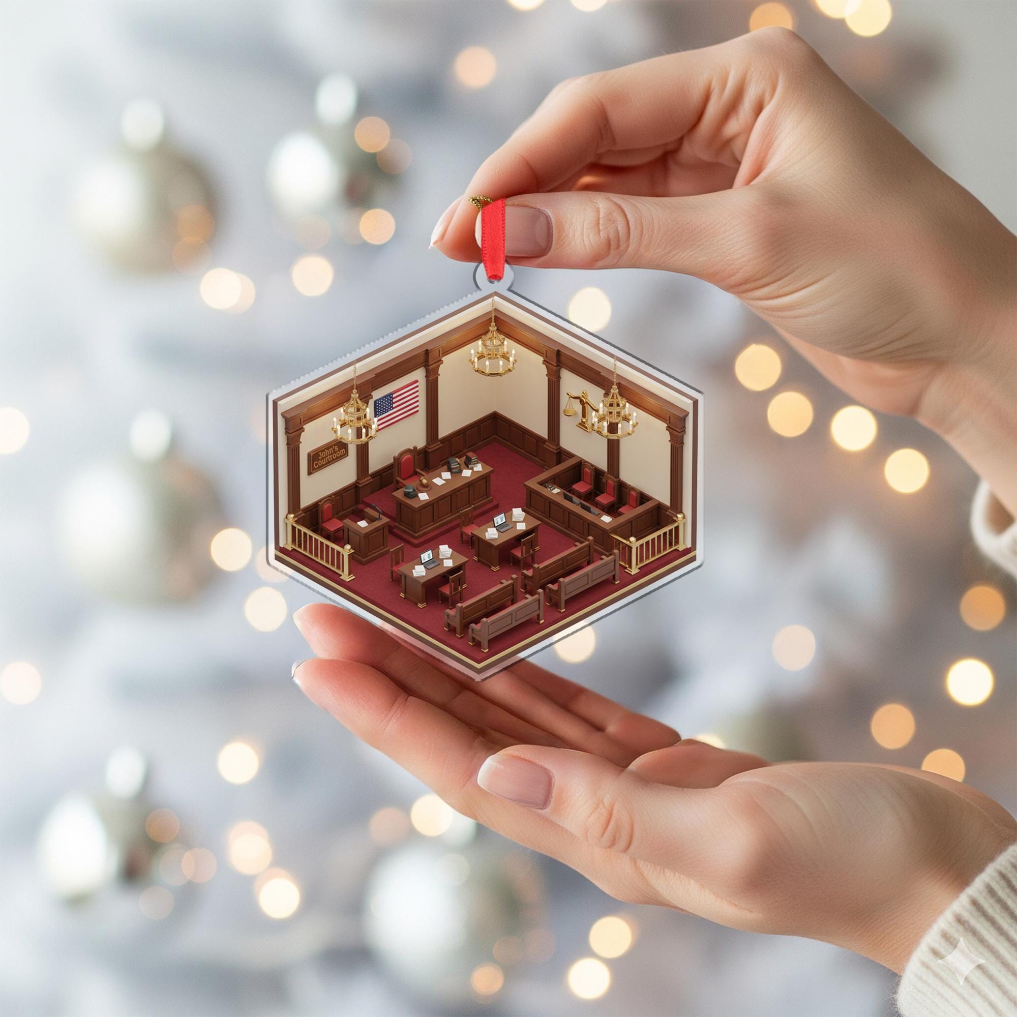 Personalized Courtroom Ornament - Lawyer & Judge Gift, Attorney Graduation Keepsake