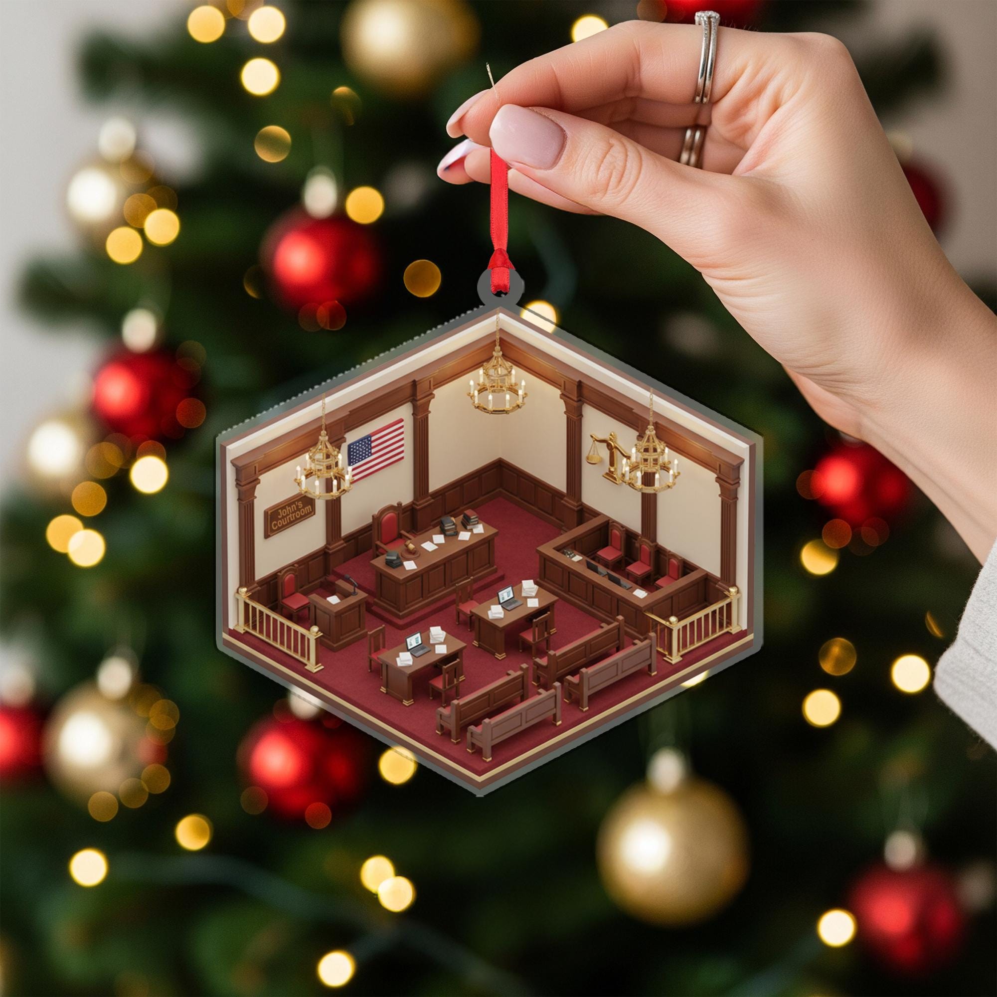 Personalized Courtroom Ornament - Lawyer & Judge Gift, Attorney Graduation Keepsake