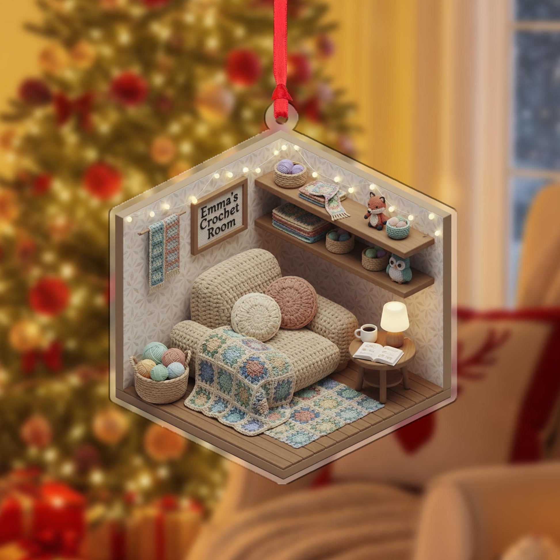 Personalized Crochet Room Ornament - Knitting Lover Gift, Yarn Enthusiast