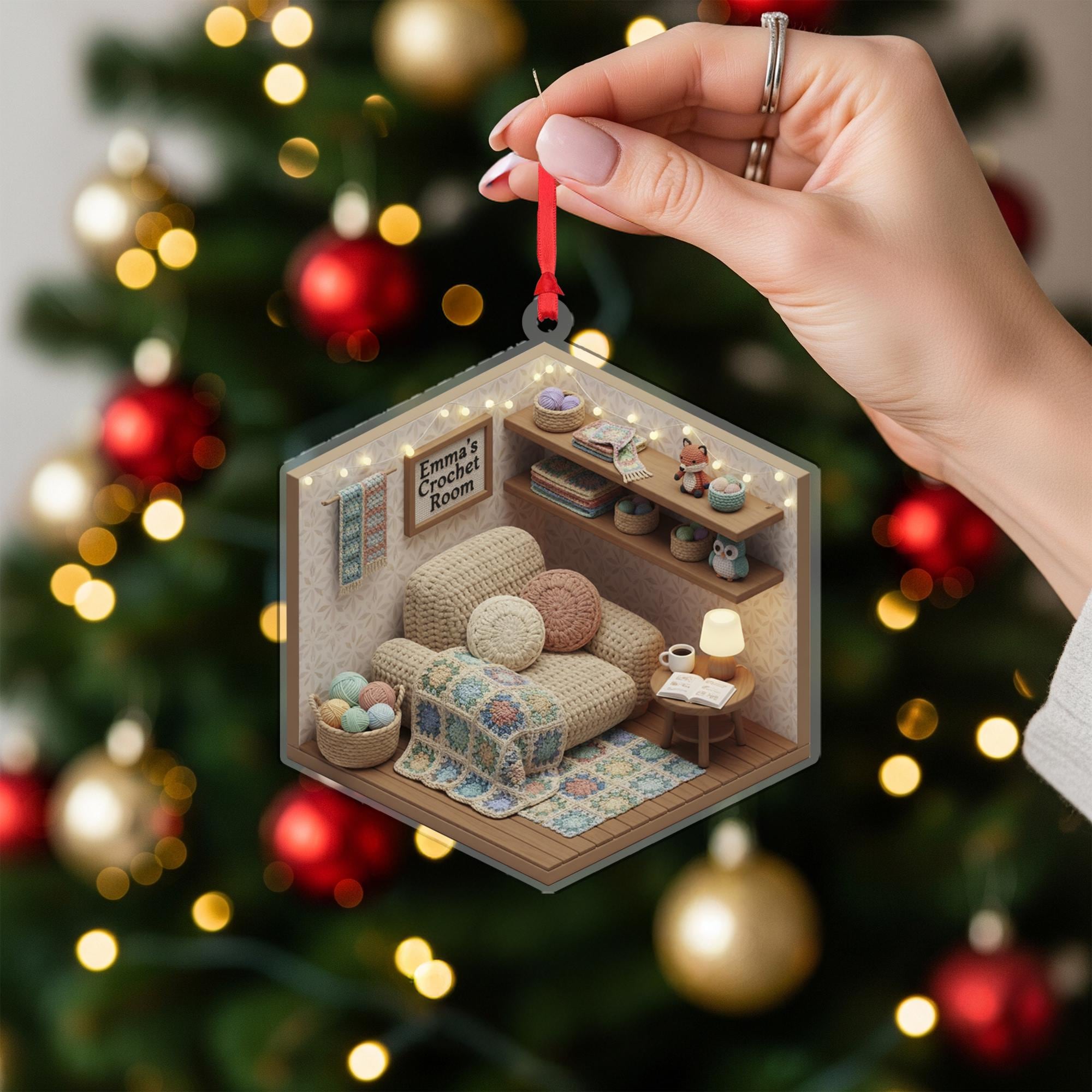 Personalized Crochet Room Ornament - Knitting Lover Gift, Yarn Enthusiast