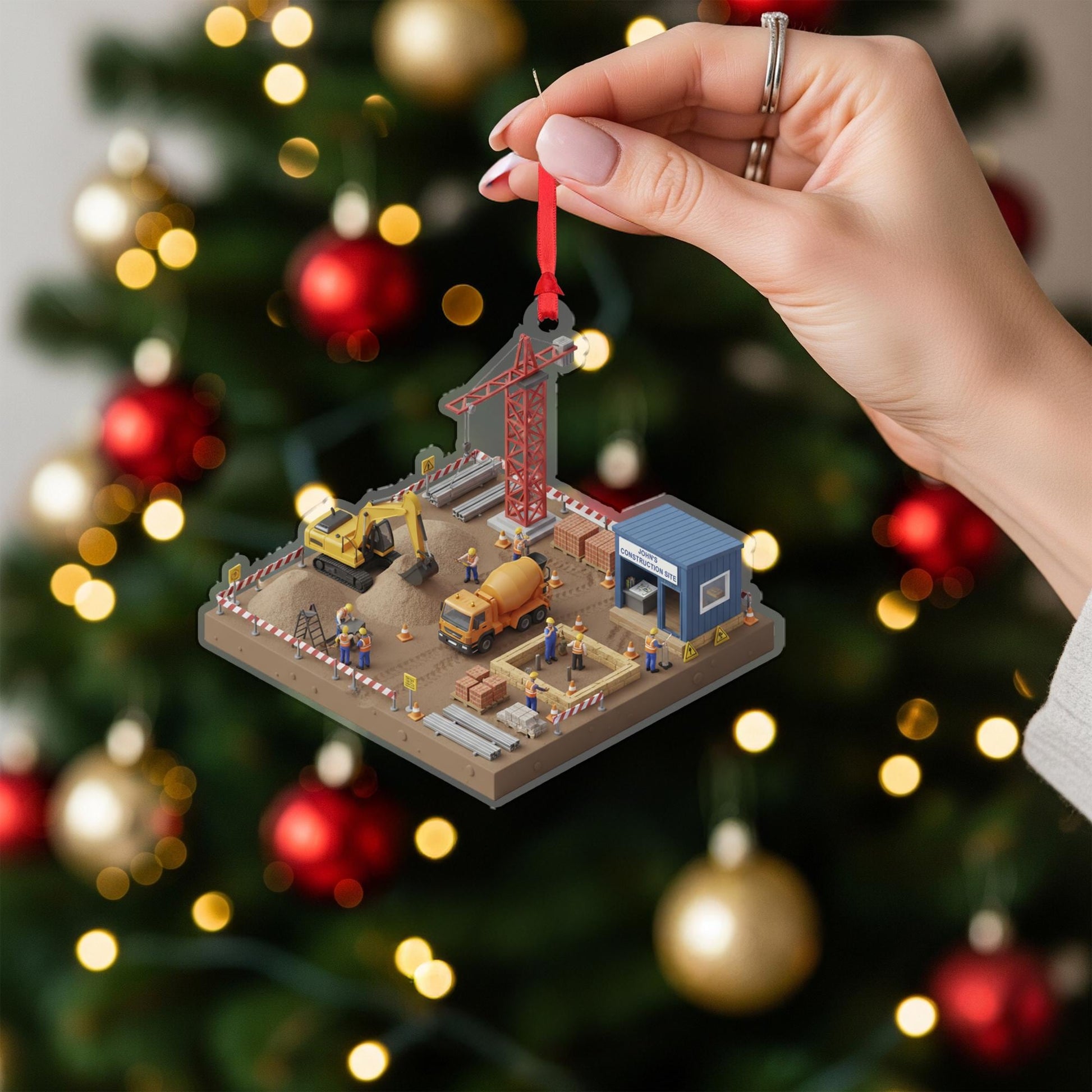 Personalized Construction Site Ornament - Builder Gift, Contractor Keepsake