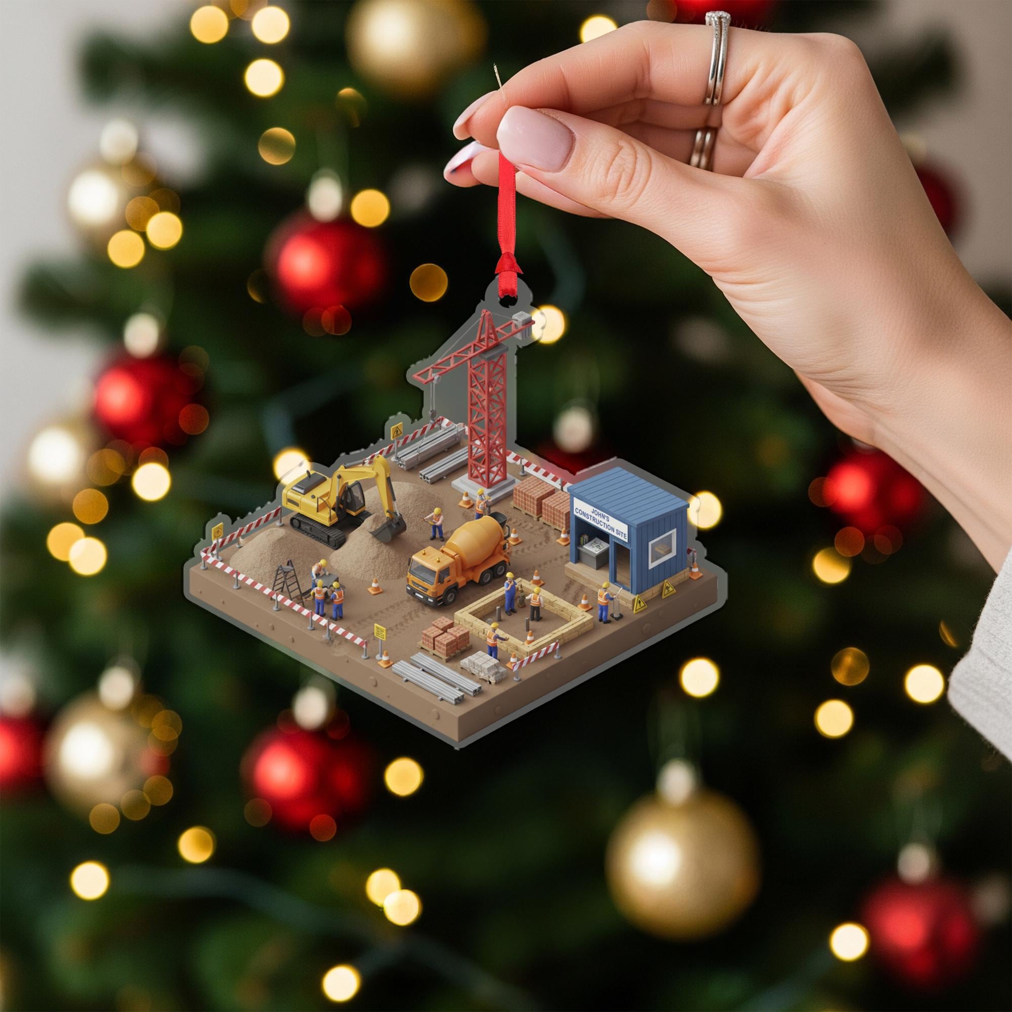 Personalized Construction Site Ornament - Builder Gift, Contractor Keepsake
