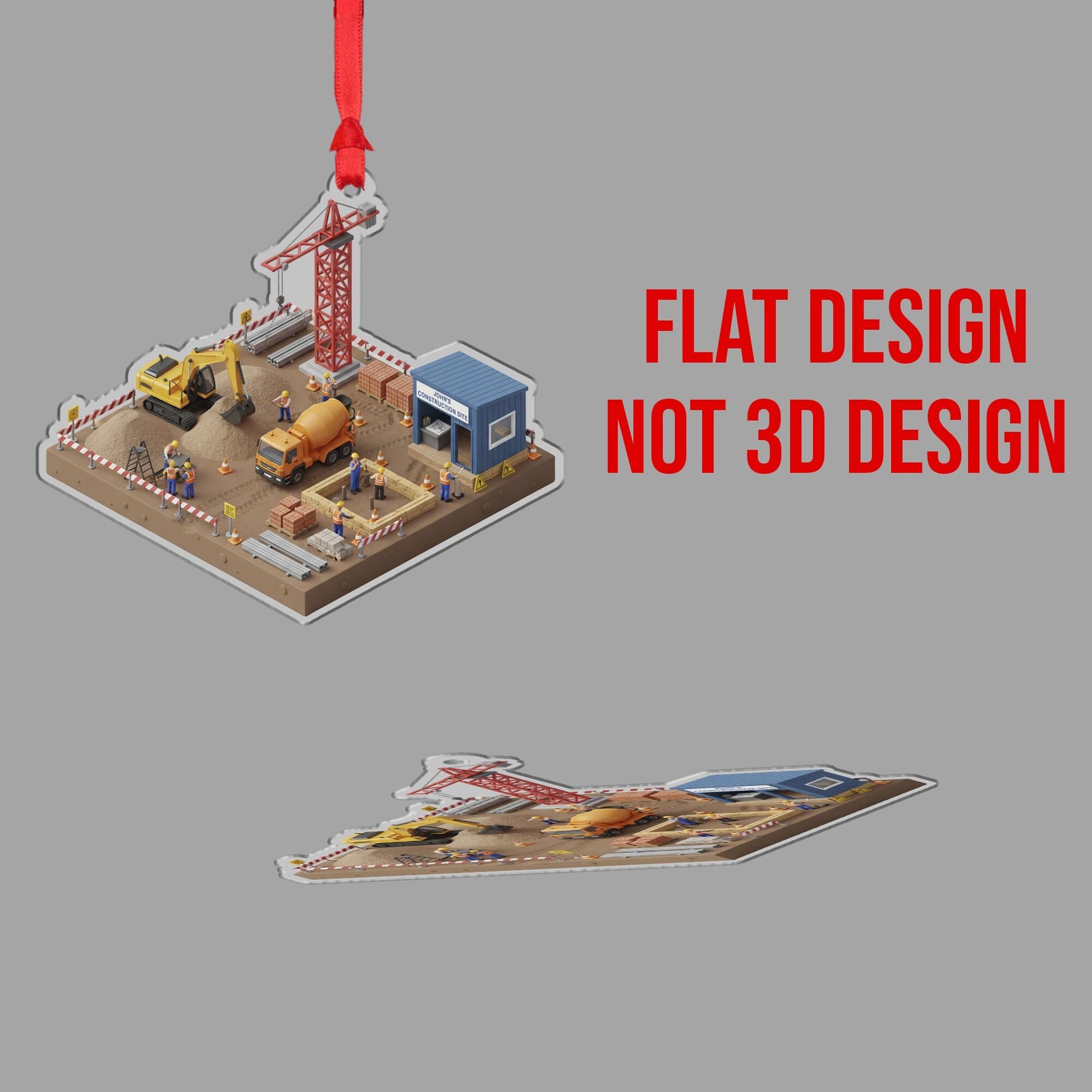 Personalized Construction Site Ornament - Builder Gift, Contractor Keepsake