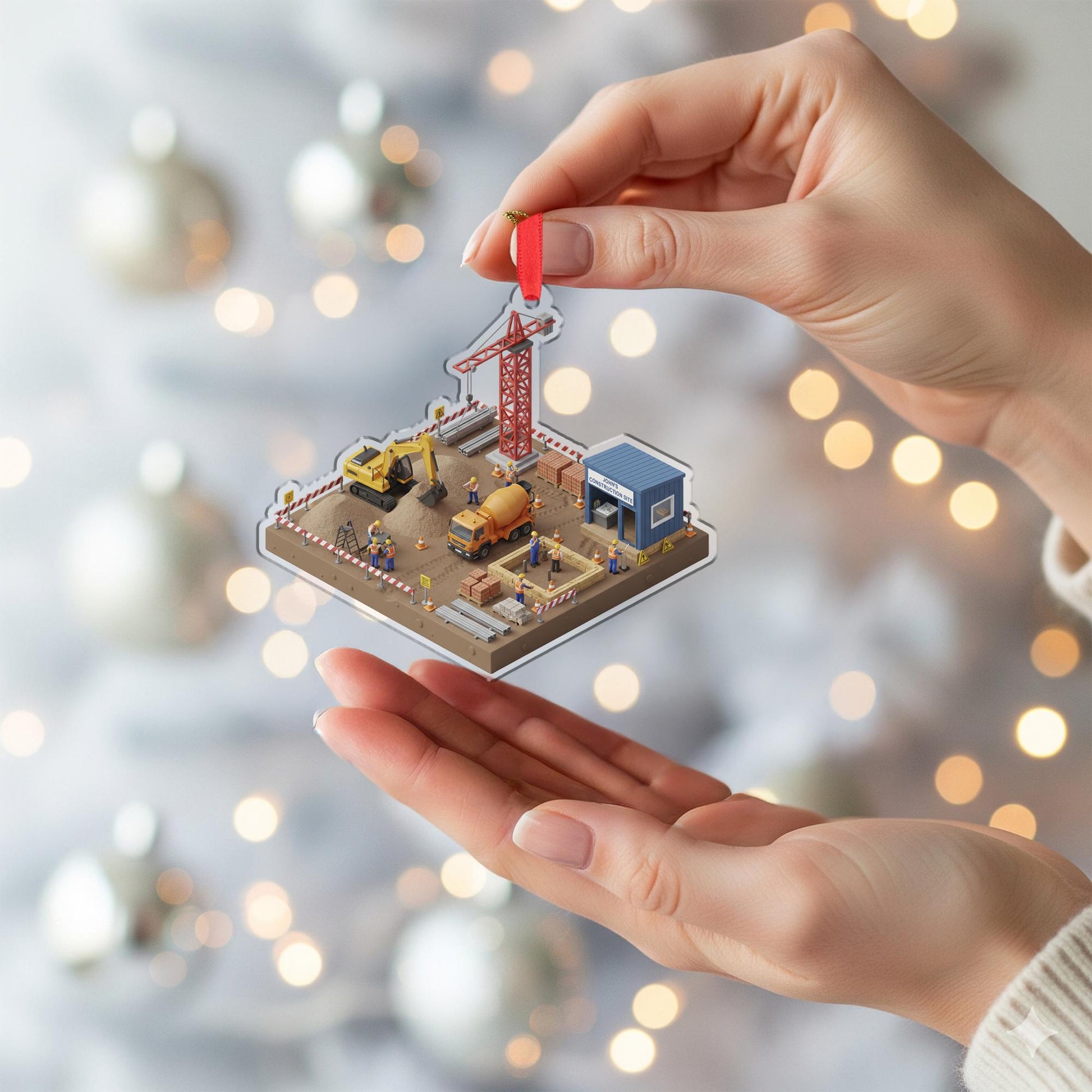 Personalized Construction Site Ornament - Builder Gift, Contractor Keepsake