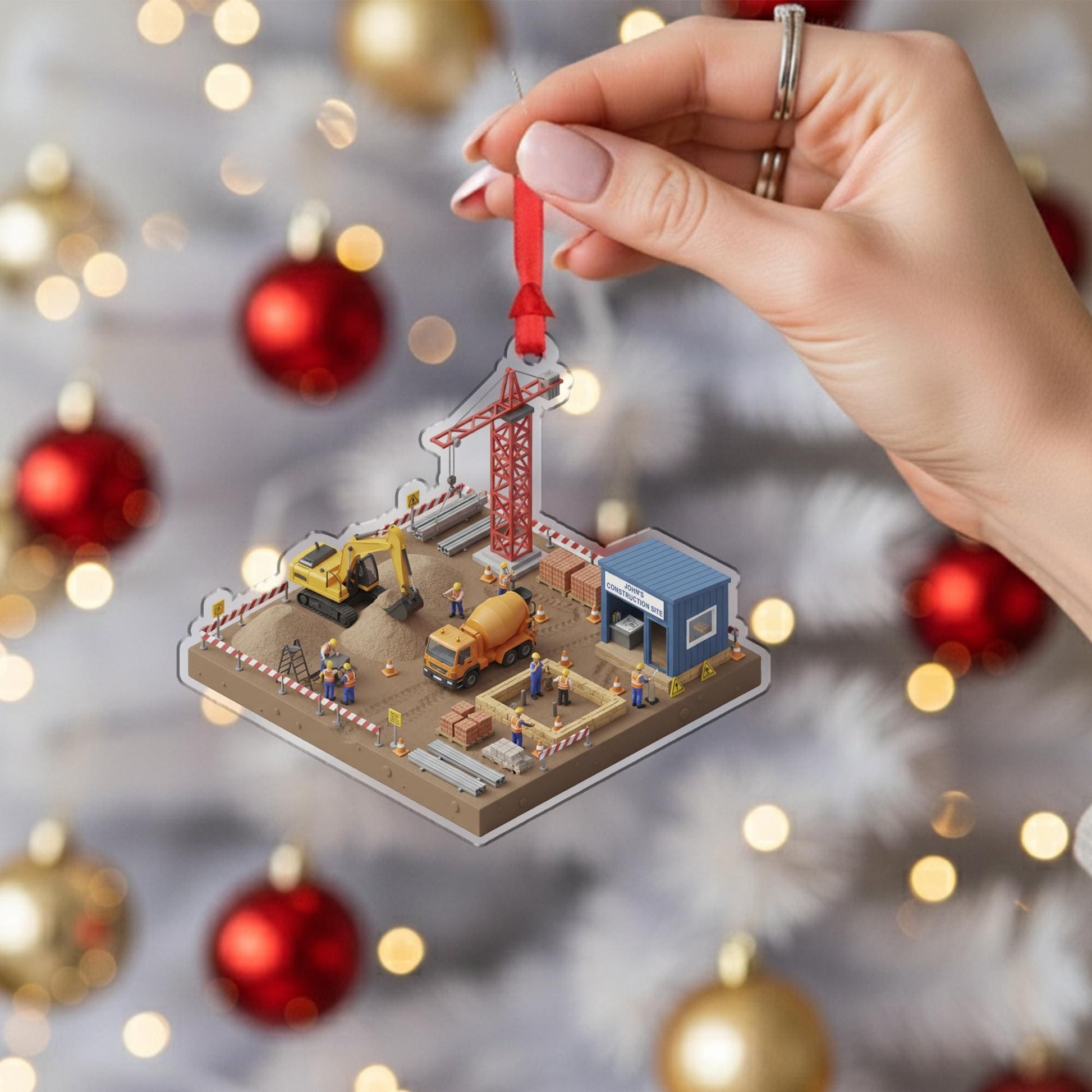 Personalized Construction Site Ornament - Builder Gift, Contractor Keepsake