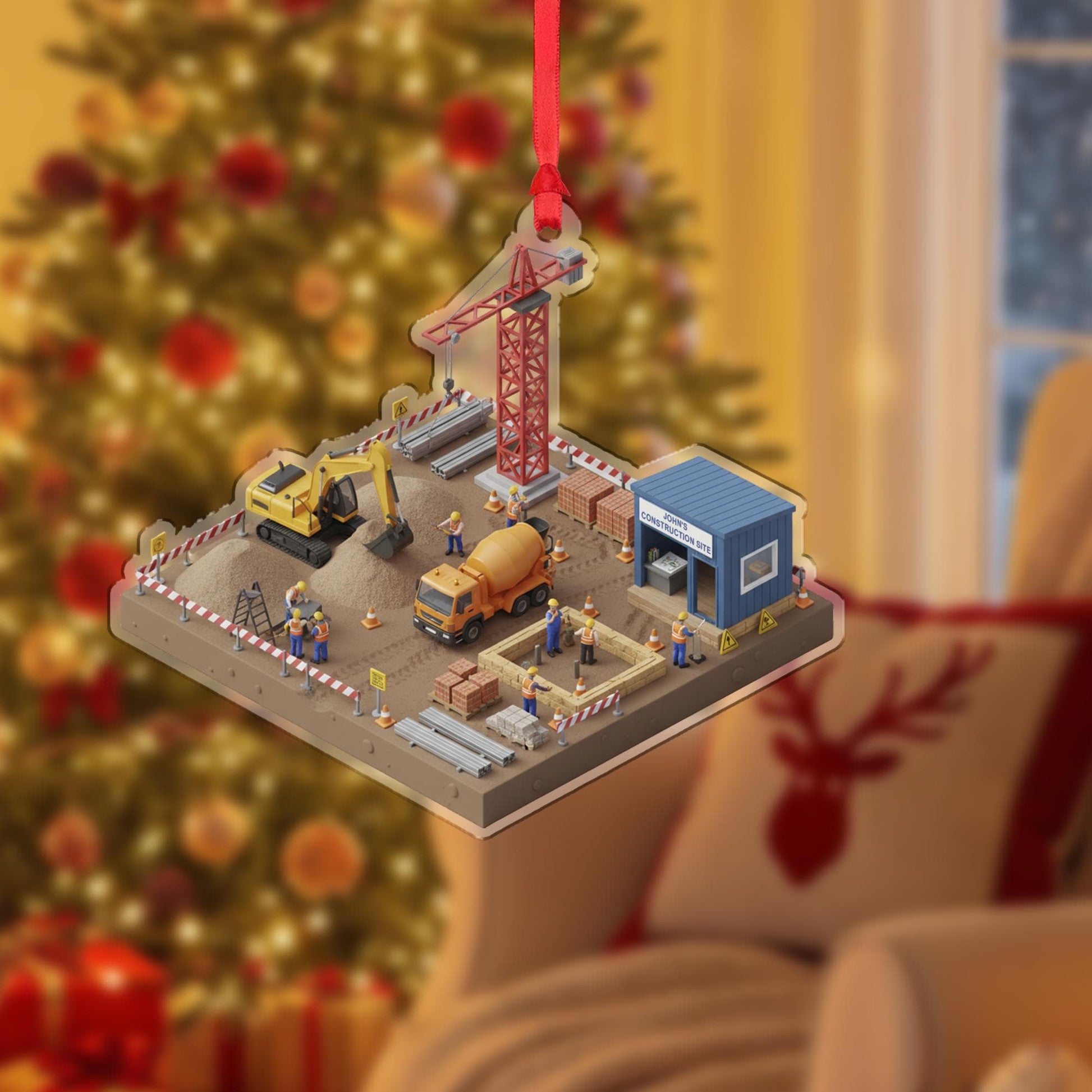 Personalized Construction Site Ornament - Builder Gift, Contractor Keepsake