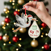 Personalised Stork Baby Arrival Ornament, Christmas Tree Decoration image 1