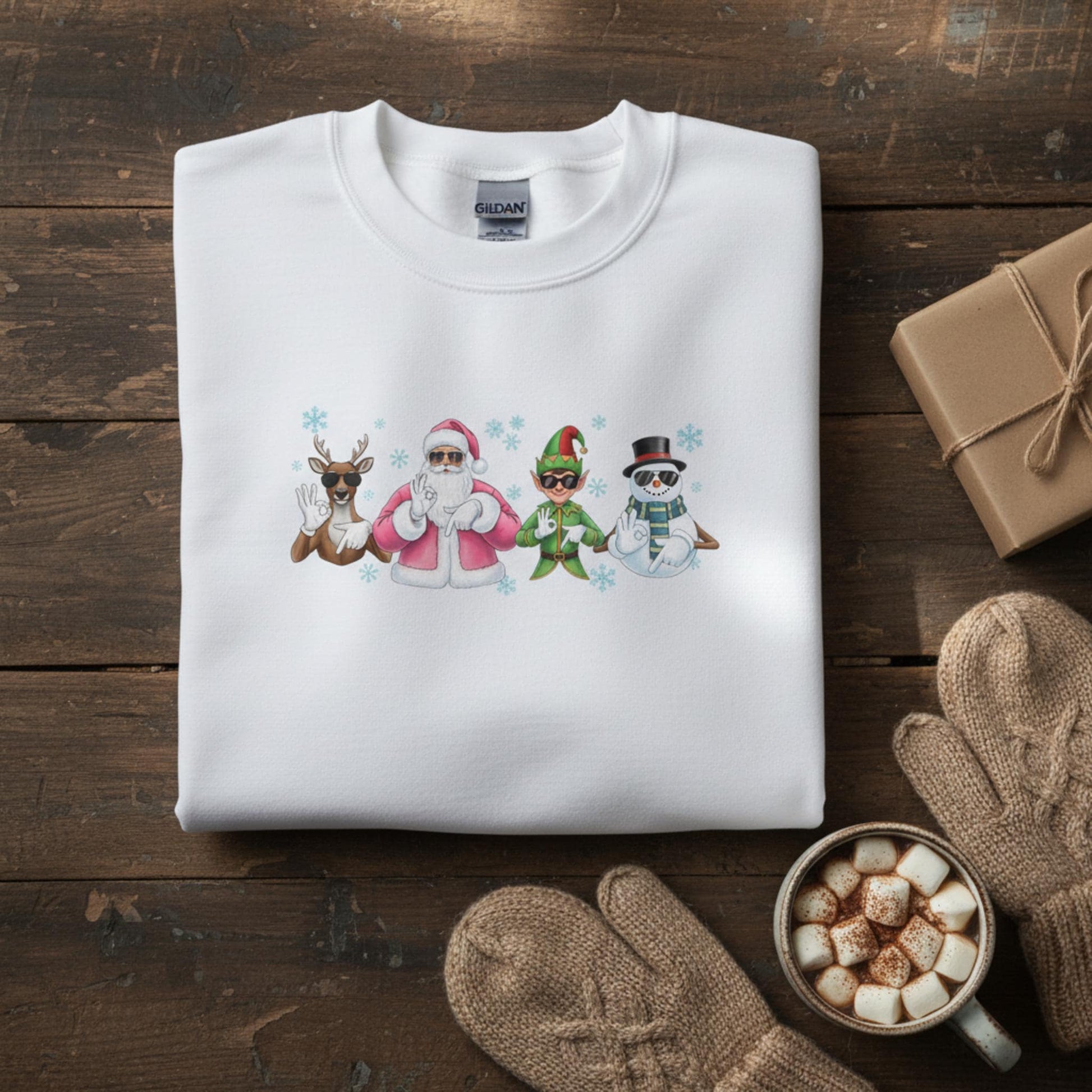 Christmas Squad Sweatshirt: Cool Santa, Elf, Reindeer, Snowman Crewneck
