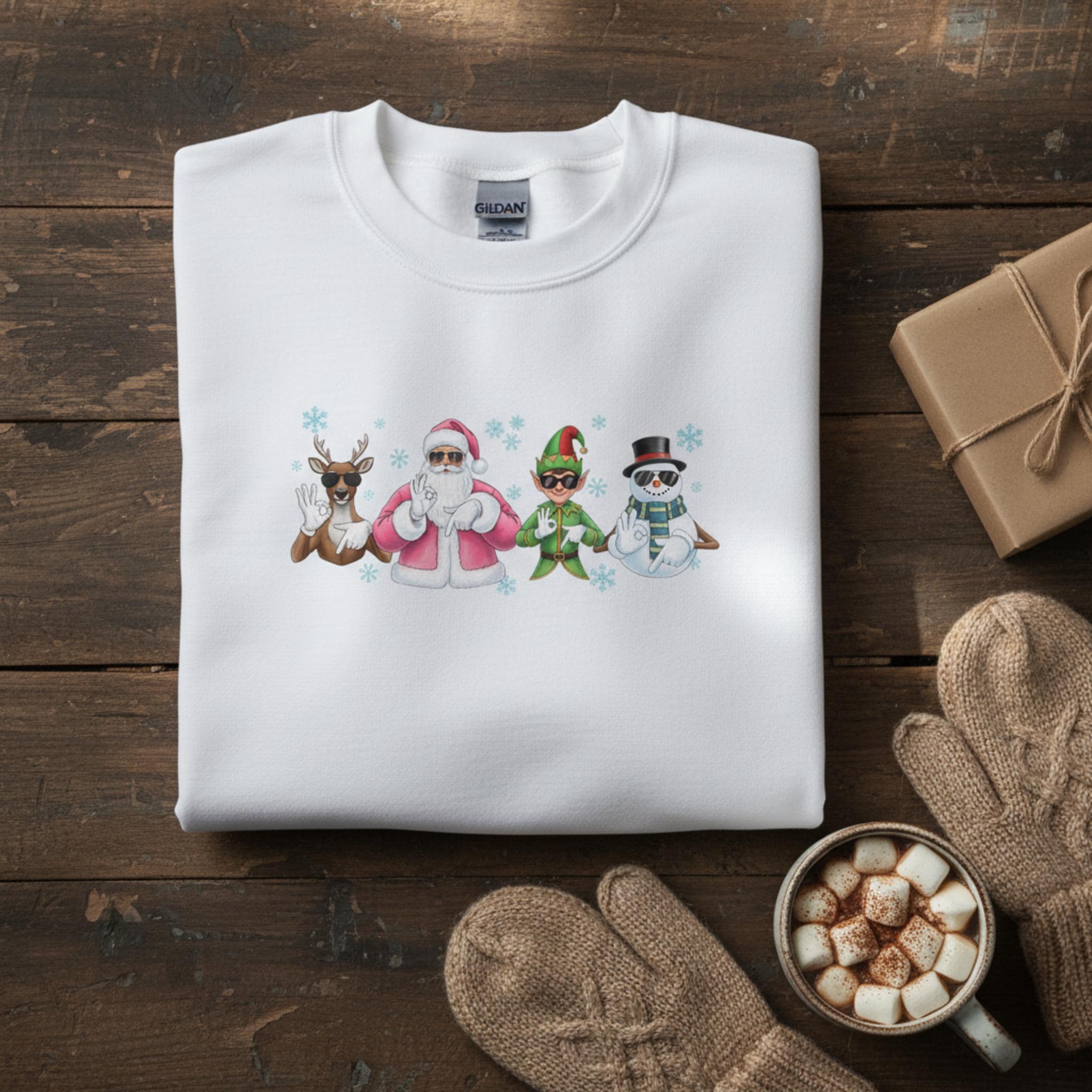 Christmas Squad Sweatshirt: Cool Santa, Elf, Reindeer, Snowman Crewneck