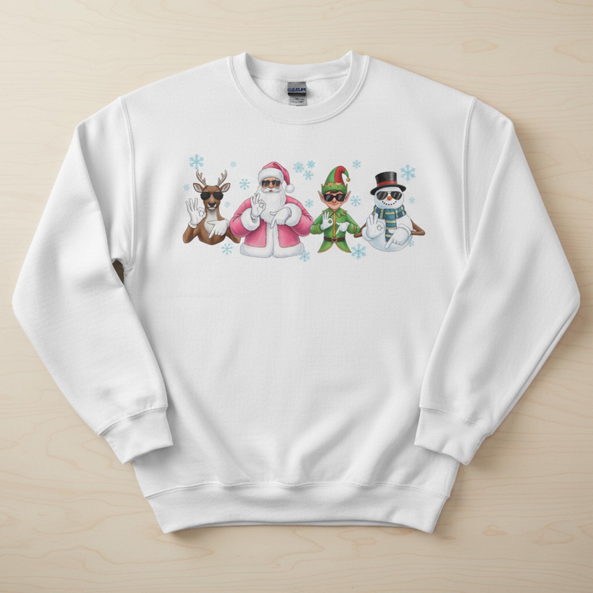 Christmas Squad Sweatshirt: Cool Santa, Elf, Reindeer, Snowman Crewneck