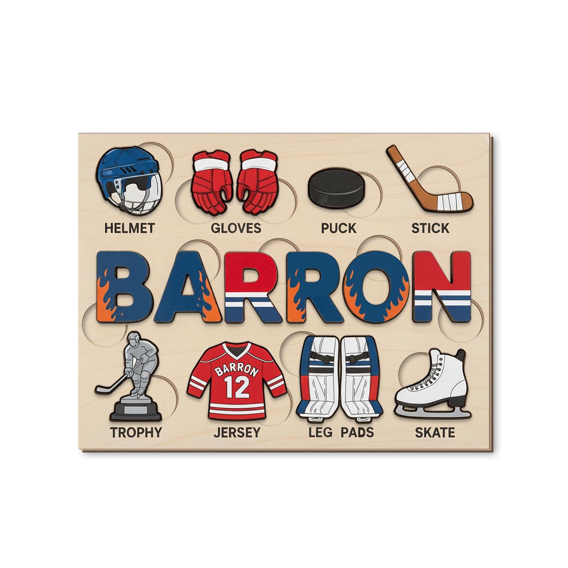 Personalized Wooden Hockey Puzzle - Custom Name Toy for Kids, Sports Baby Gift image 4