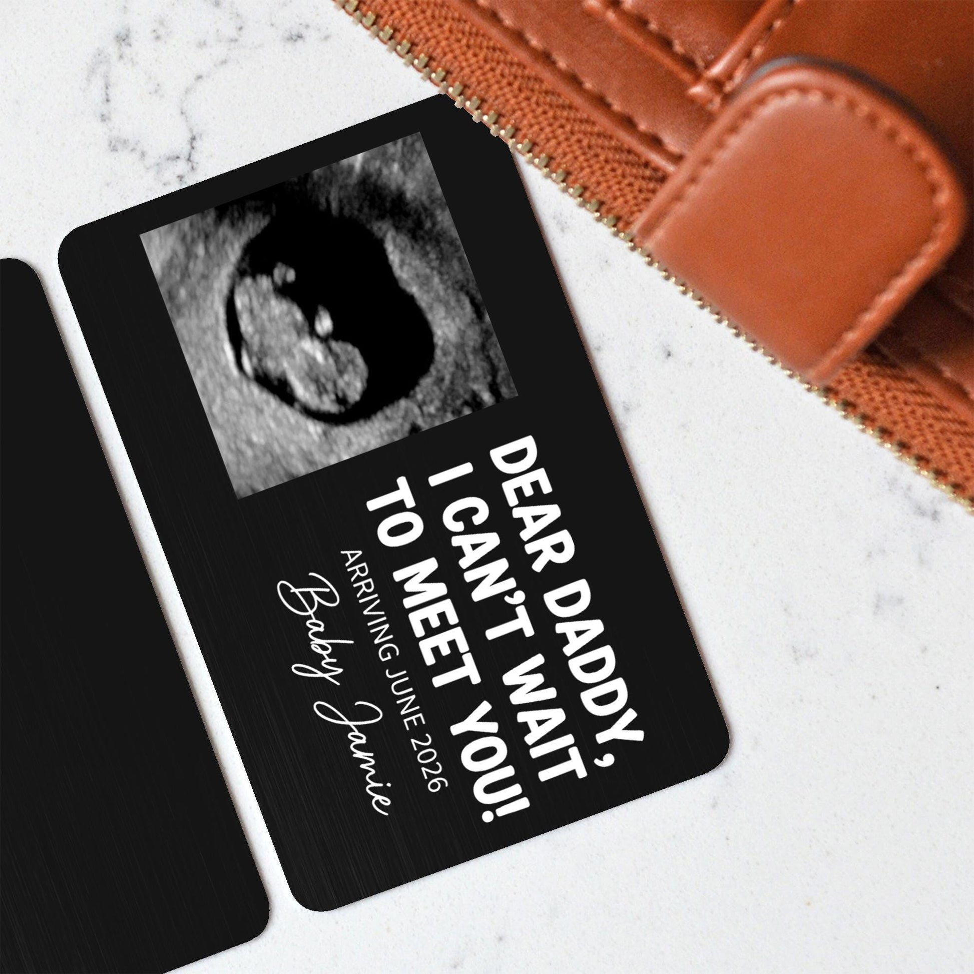 Ultrasound Photo Wallet Card - Personalized Pregnancy Announcement Keepsake Gift for Dad image 5