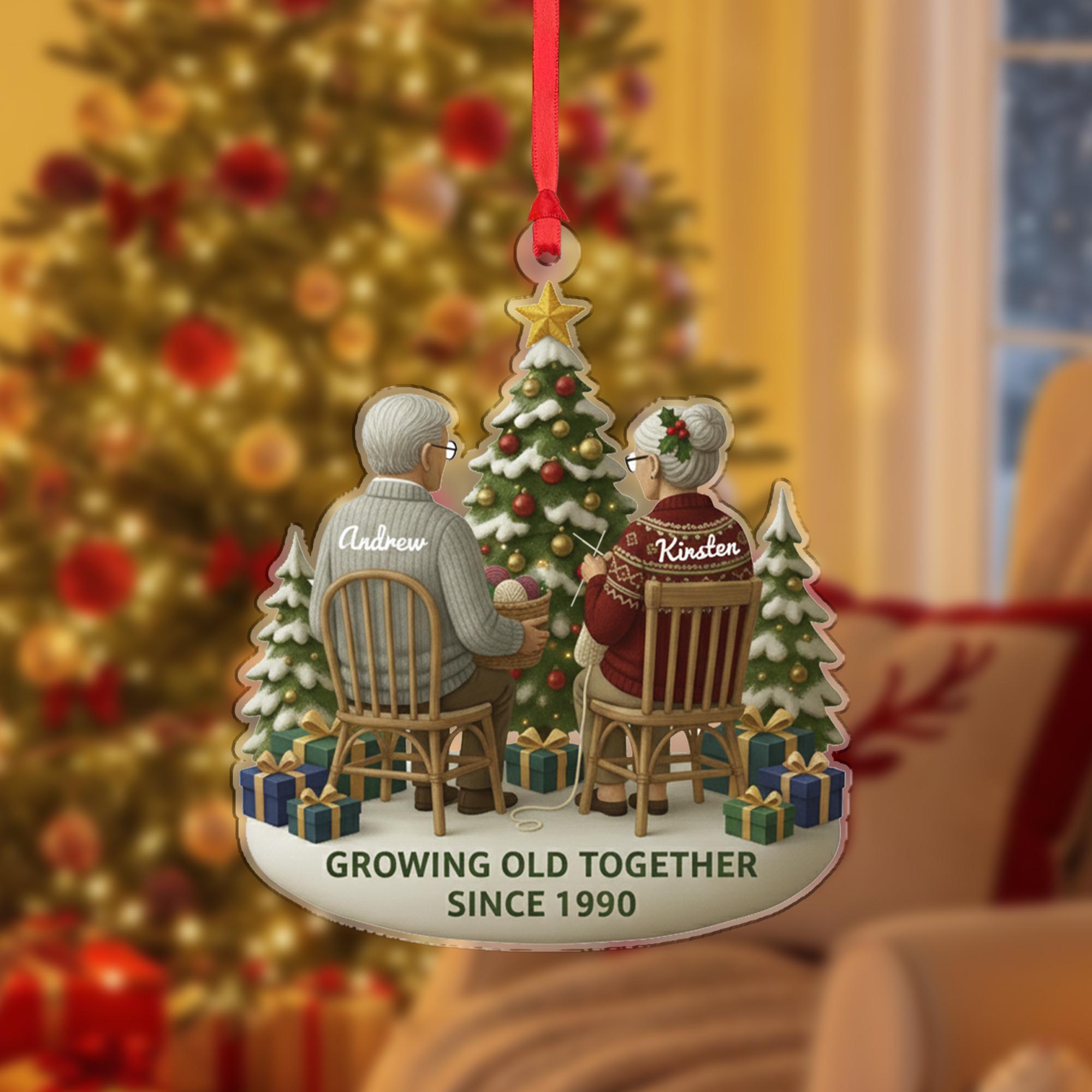 Personalized Couple Ornament – Acrylic Christmas Decoration with Tree and Year Design