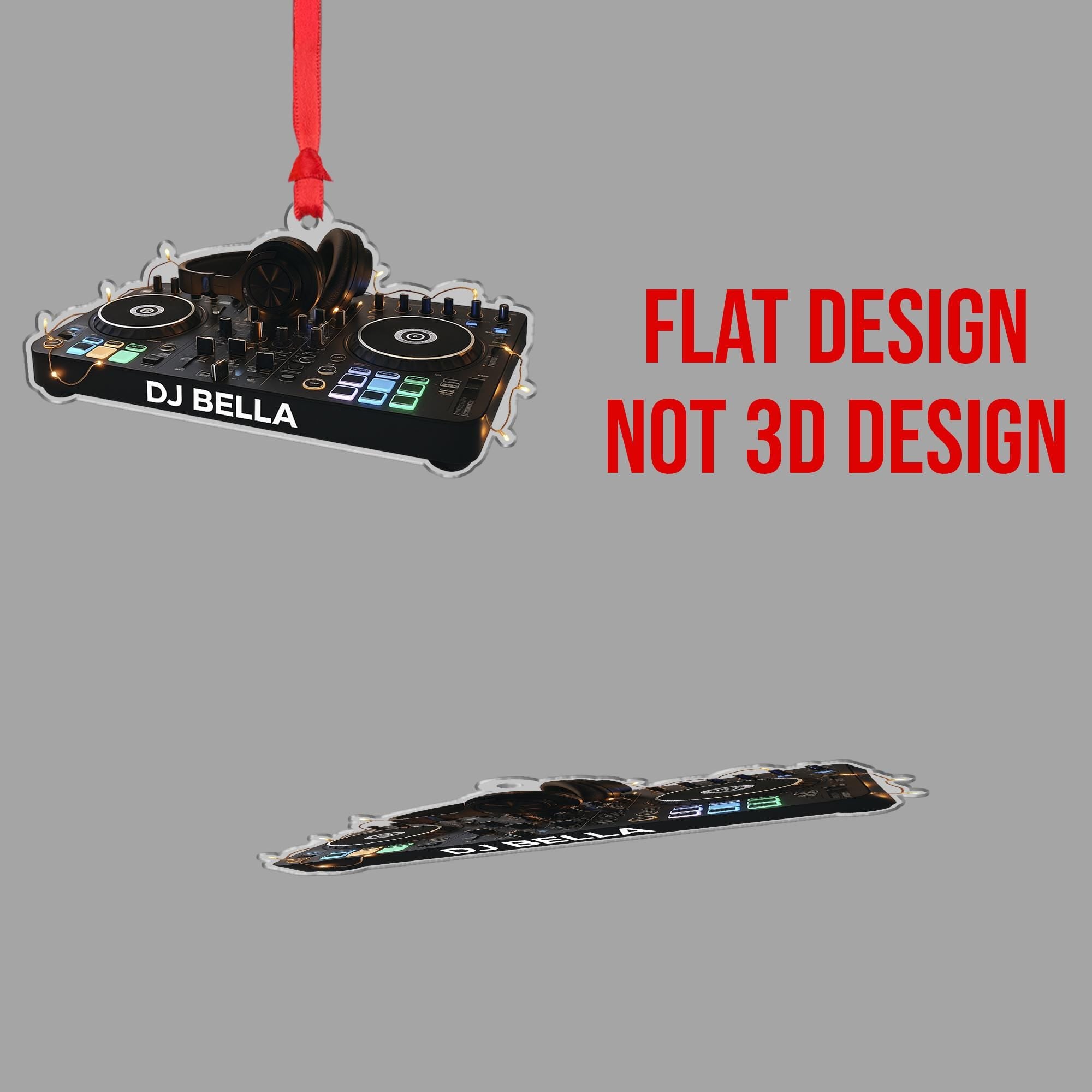 Custom DJ Ornament Acrylic Music Studio Mixer Christmas Decoration Flat Ornament