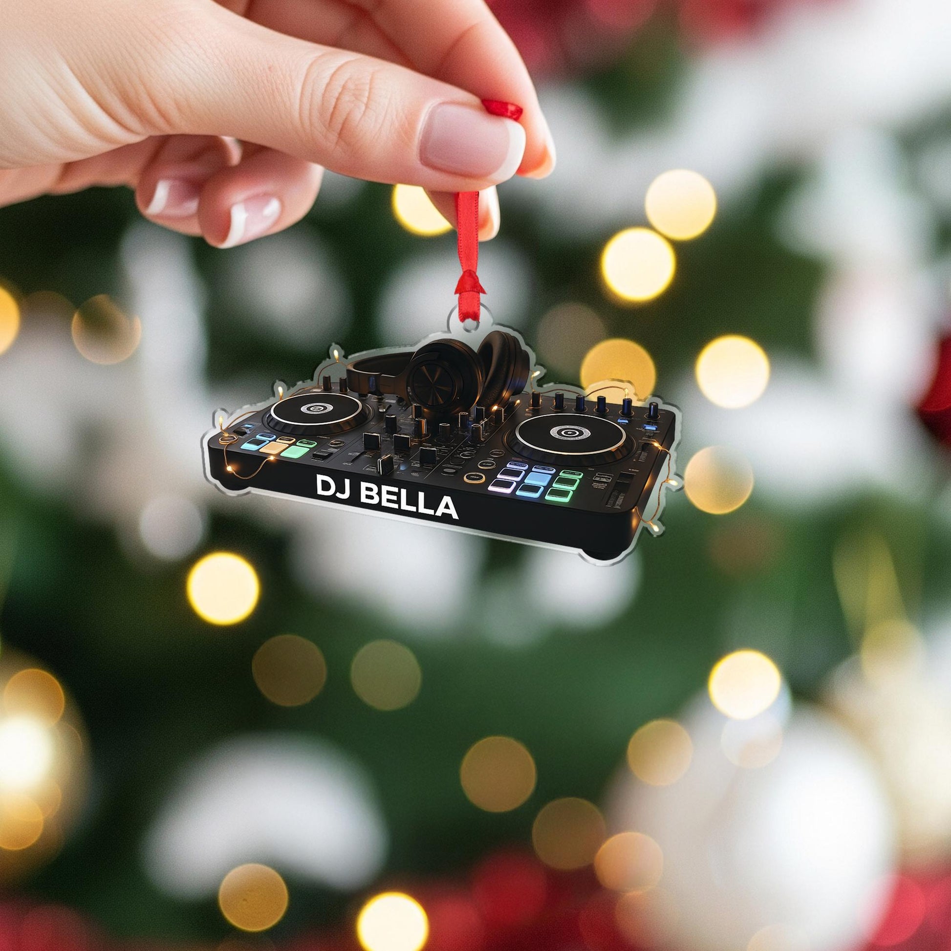 Custom DJ Ornament Acrylic Music Studio Mixer Christmas Decoration Flat Ornament