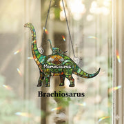Dinosaur Mom and Baby Holographic Window Hanging, Dinosaur Acrylic Suncatcher