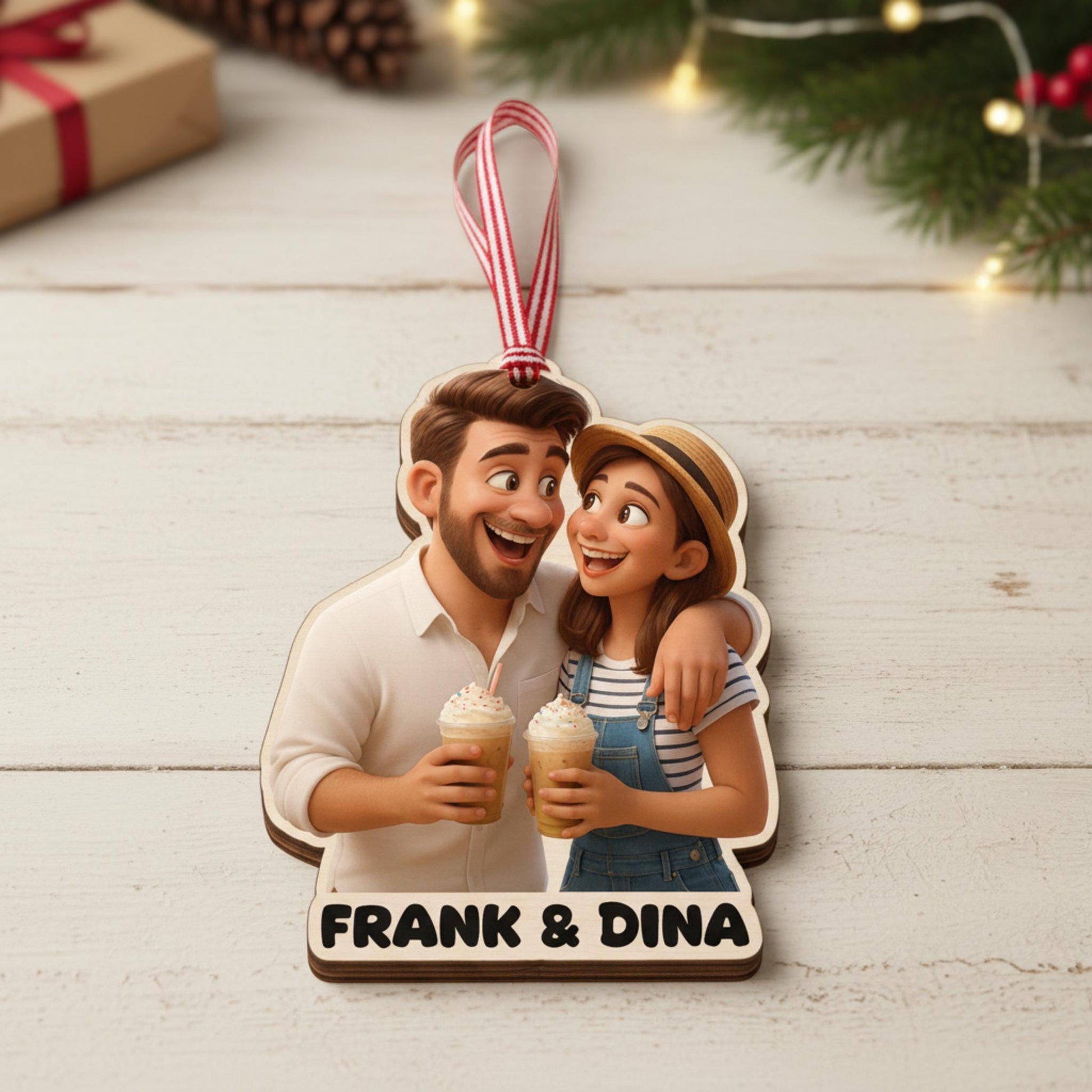 Custom Couple Ornament • Personalized Photo Christmas Decor Gift