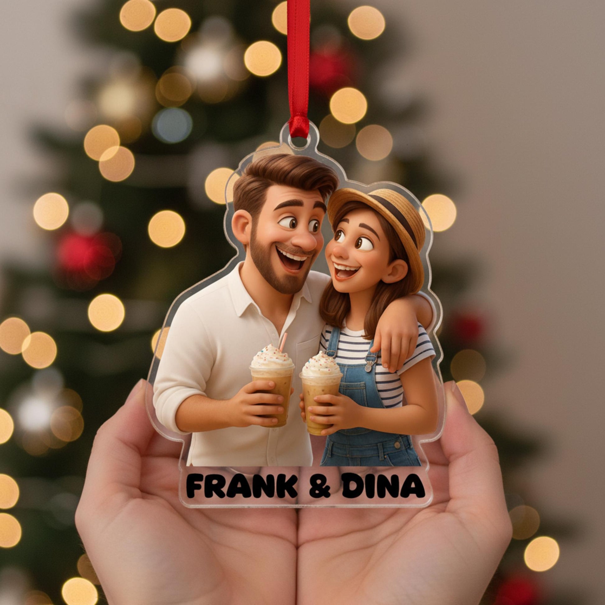 Custom Couple Ornament • Personalized Photo Christmas Decor Gift