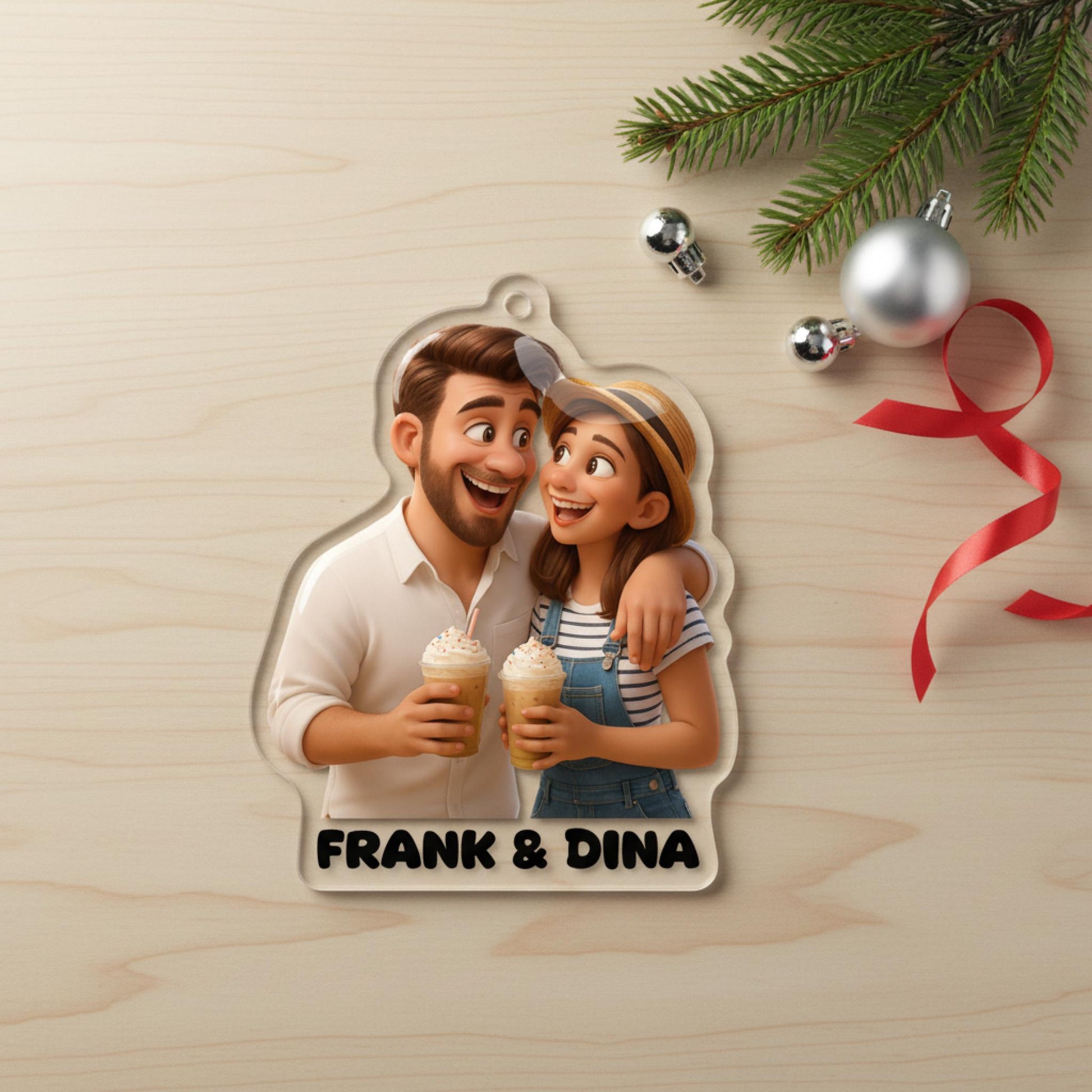 Custom Couple Ornament • Personalized Photo Christmas Decor Gift