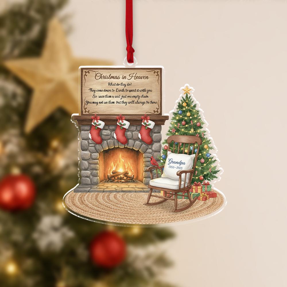 Christmas in Heaven Memorial Ornament • Personalized Fireplace Chair Keepsake