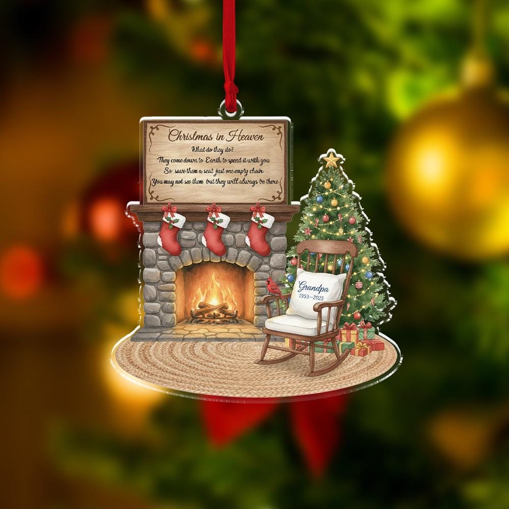 Christmas in Heaven Memorial Ornament • Personalized Fireplace Chair Keepsake