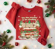 Christmas Reading Sweatshirt: Cat & Book Holiday Pullover